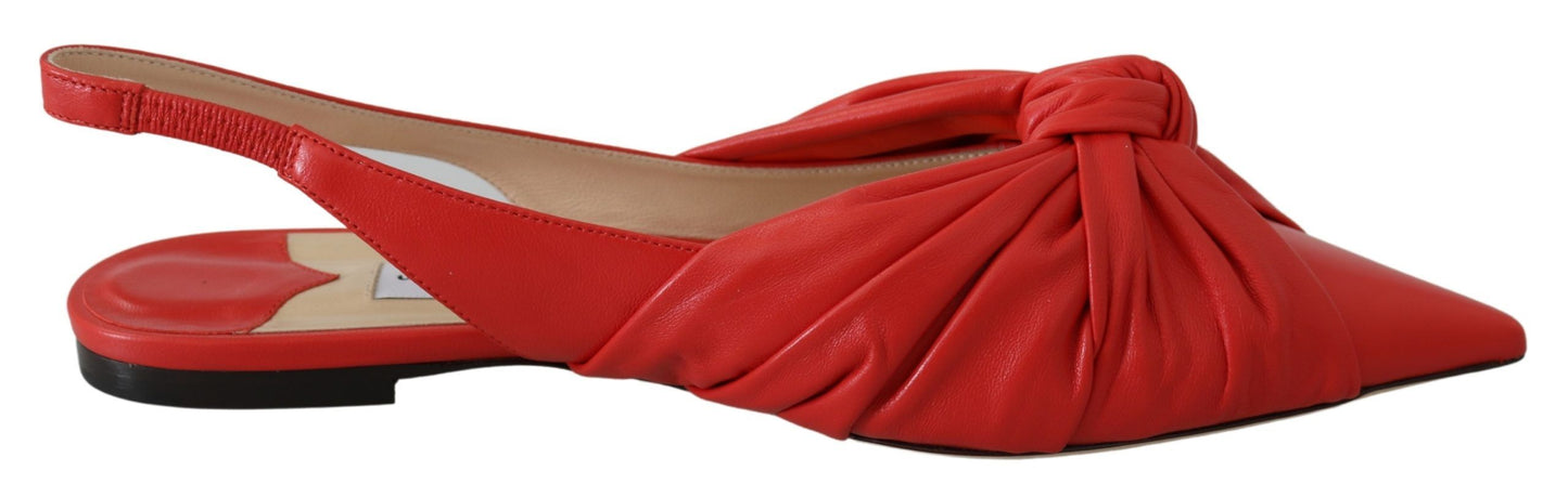 Jimmy Choo Chic Red Pointed Toe Leather Flats - Walk-In Closet