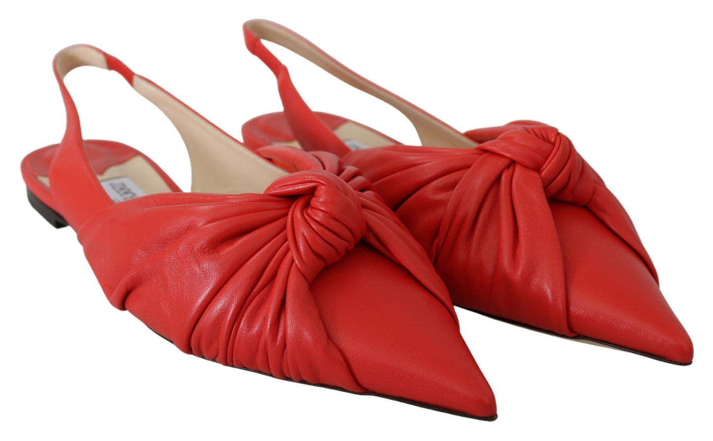 Jimmy Choo Chic Red Pointed Toe Leather Flats - Walk-In Closet