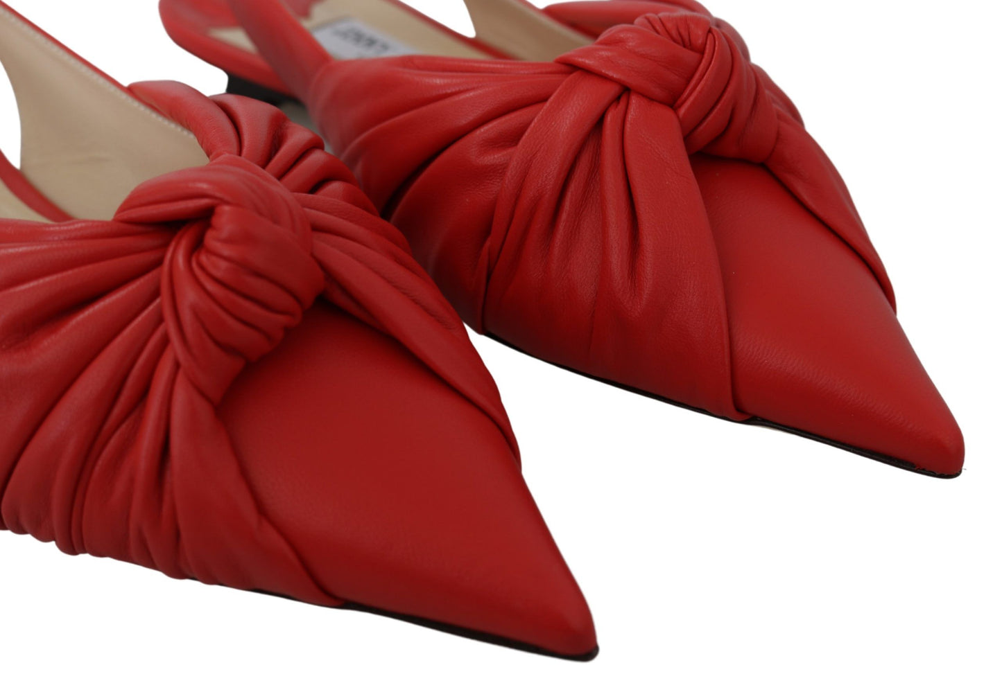 Jimmy Choo Chic Red Pointed Toe Leather Flats - Walk-In Closet