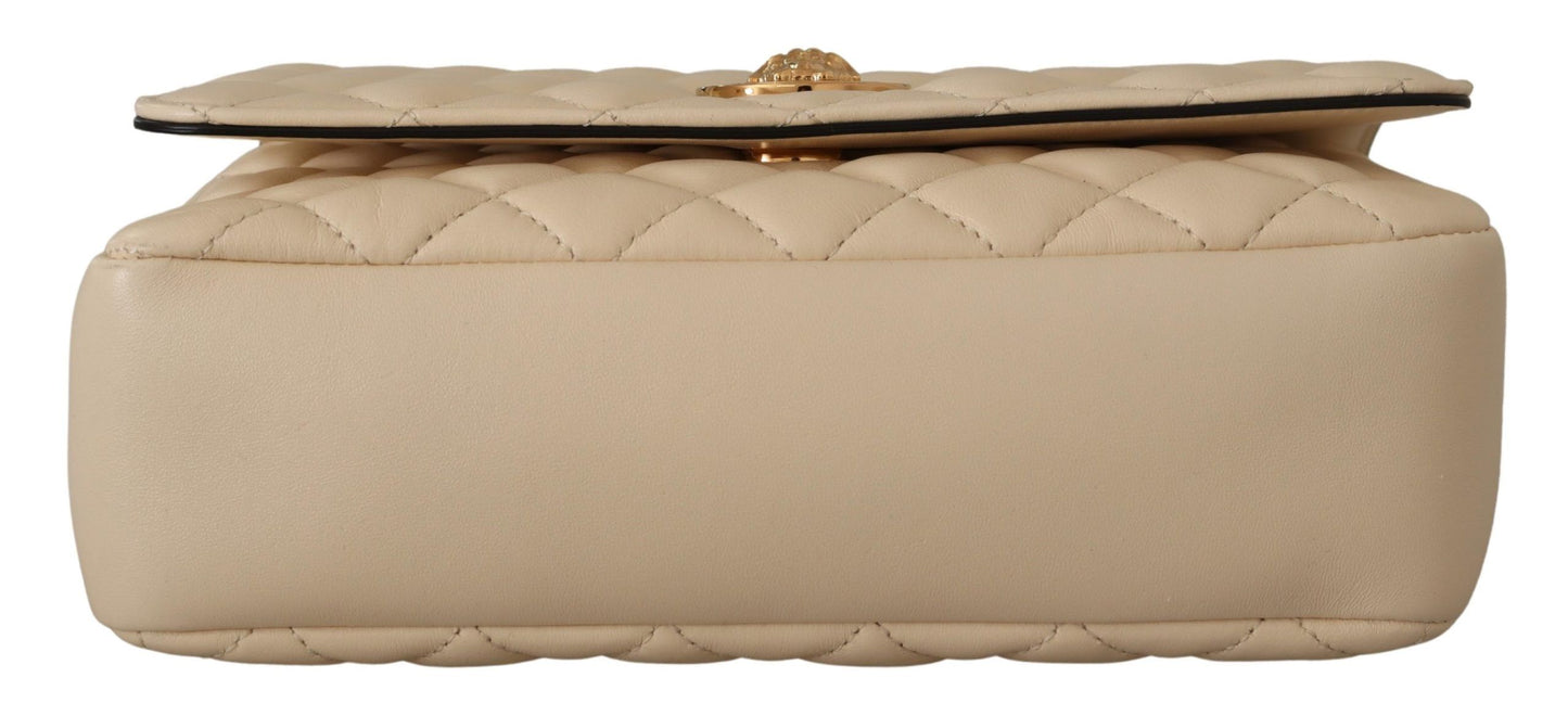 Versace Elegant White Nappa Leather Shoulder Bag - Walk-In Closet