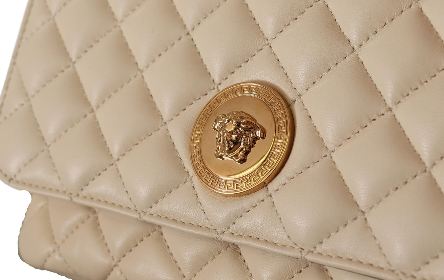 Versace Elegant White Nappa Leather Shoulder Bag - Walk-In Closet