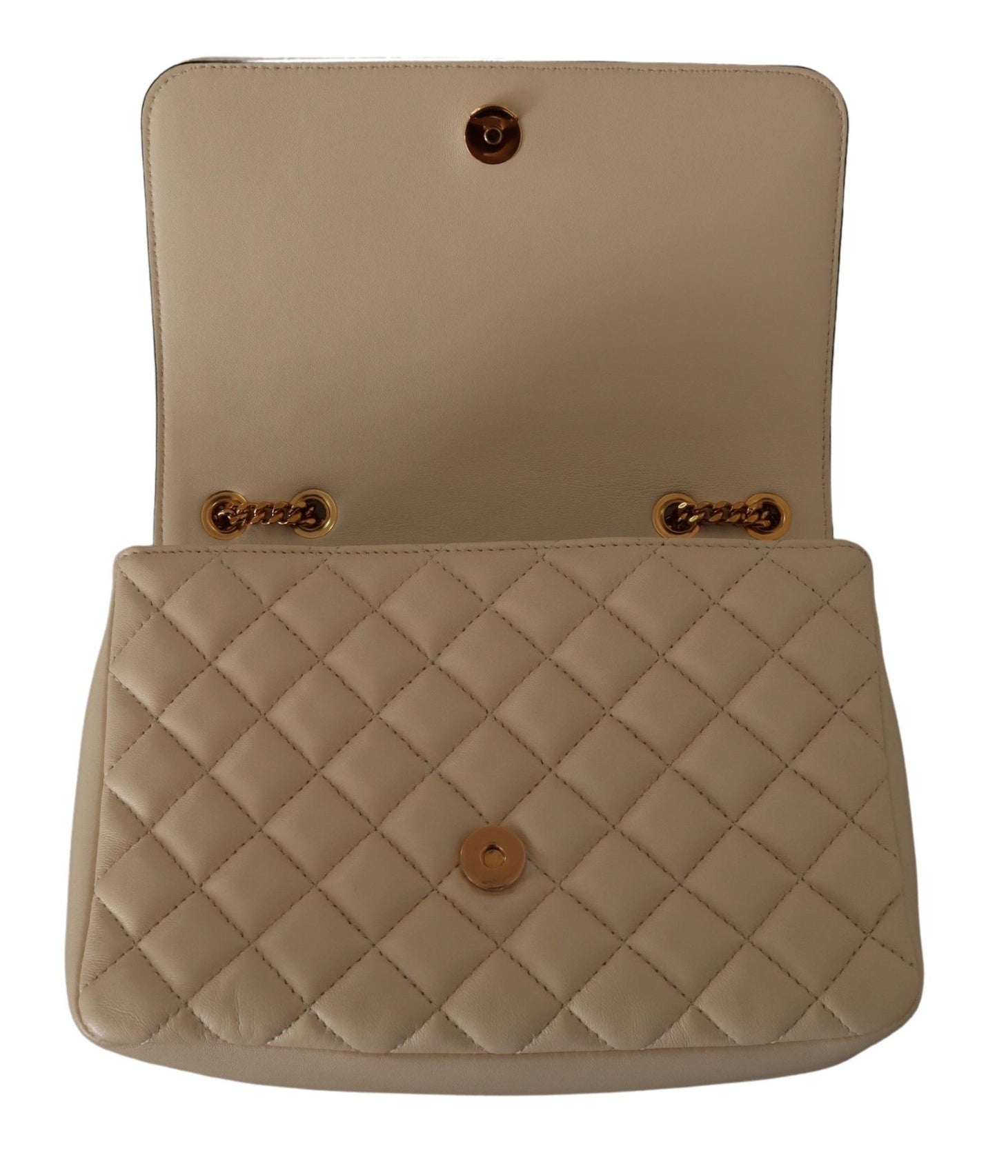 Versace Elegant White Nappa Leather Shoulder Bag - Walk-In Closet