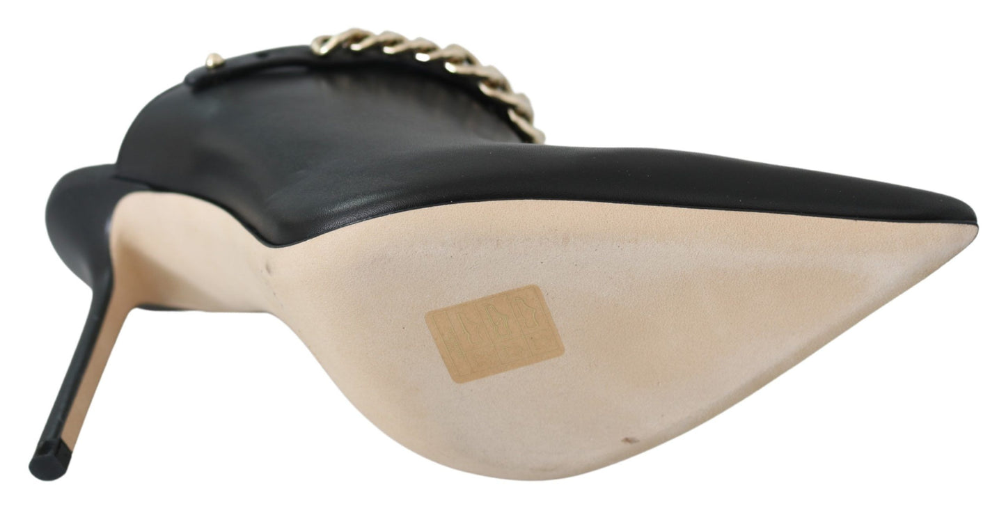 Jimmy Choo Elegant Black Gold Leather Pumps - Walk-In Closet