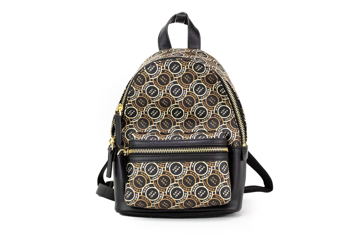 Marc Jacobs Signet Mini Black Logo Printed Leather Shoulder Backpack Bookbag - Walk-In Closet
