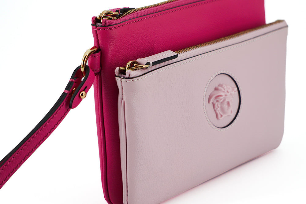Versace Elegant Pink Leather Pouch Clutch - Walk-In Closet