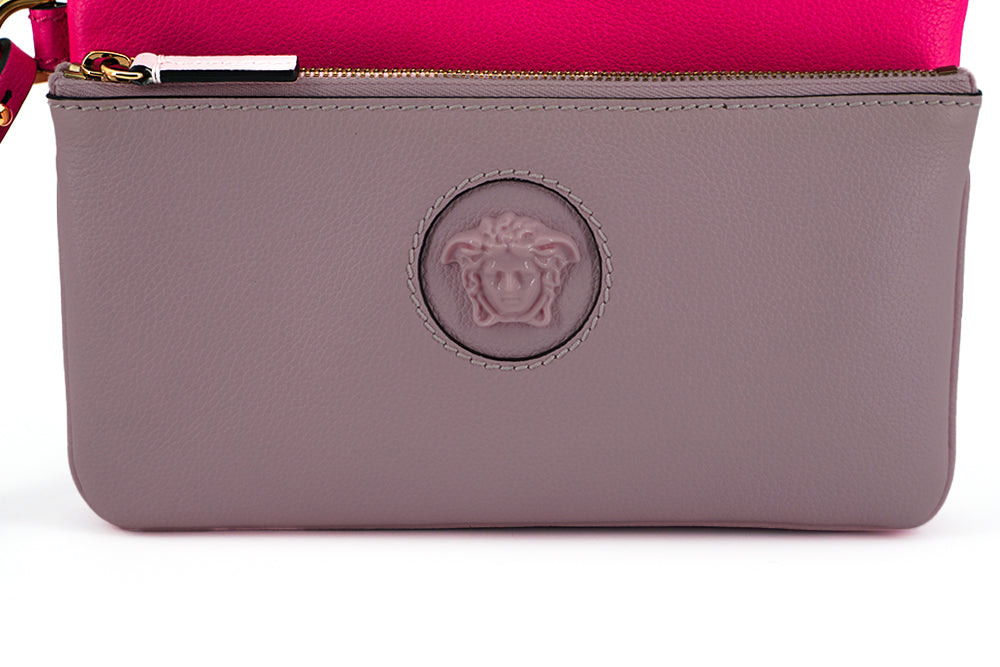 Versace Elegant Pink Leather Pouch Clutch - Walk-In Closet