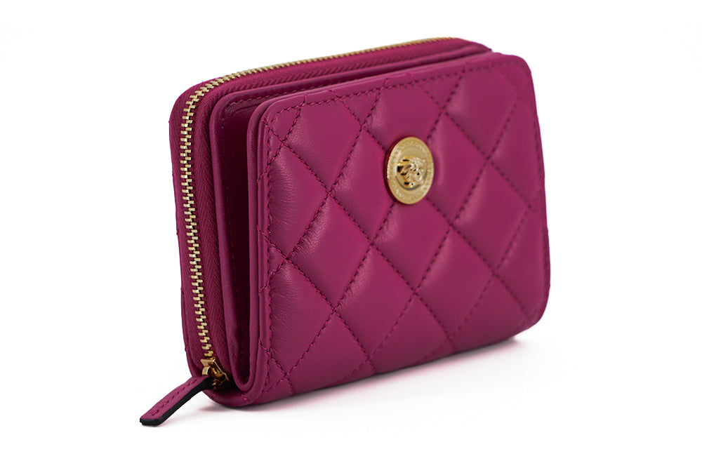 Versace Elegant Purple Quilted Leather Wallet - Walk-In Closet