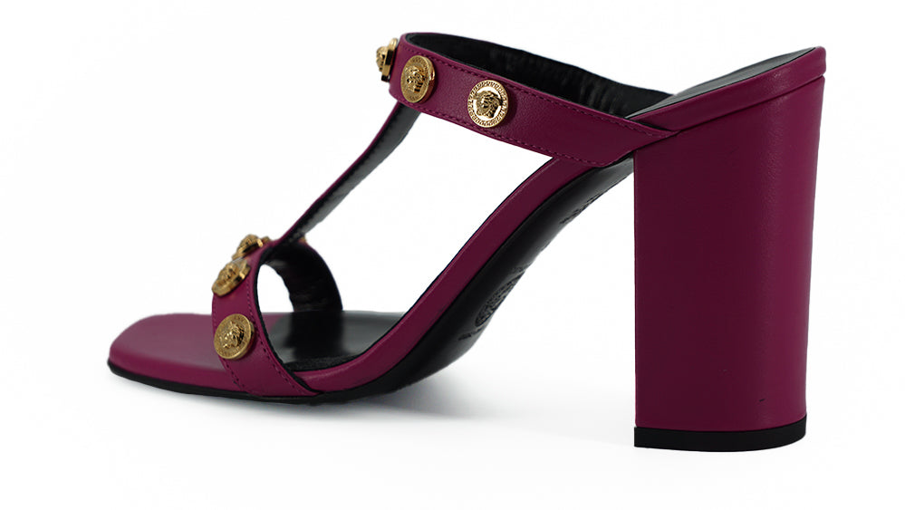 Versace Elegant Purple Calf Leather High Sandals - Walk-In Closet