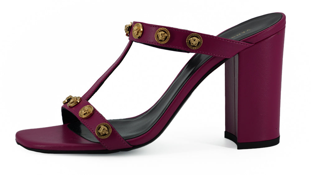 Versace Elegant Purple Calf Leather High Sandals - Walk-In Closet
