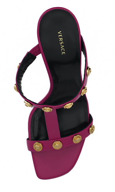 Versace Elegant Purple Calf Leather High Sandals - Walk-In Closet