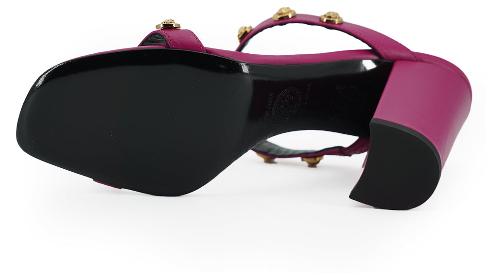 Versace Elegant Purple Calf Leather High Sandals - Walk-In Closet