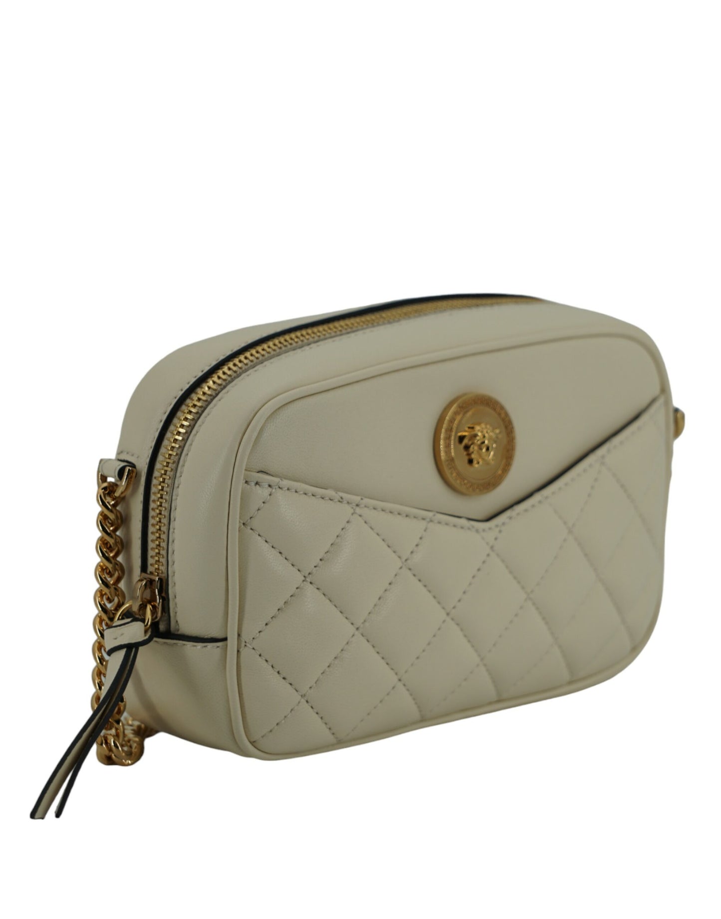 Versace Elegant White Lamb Leather Camera Bag - Walk-In Closet