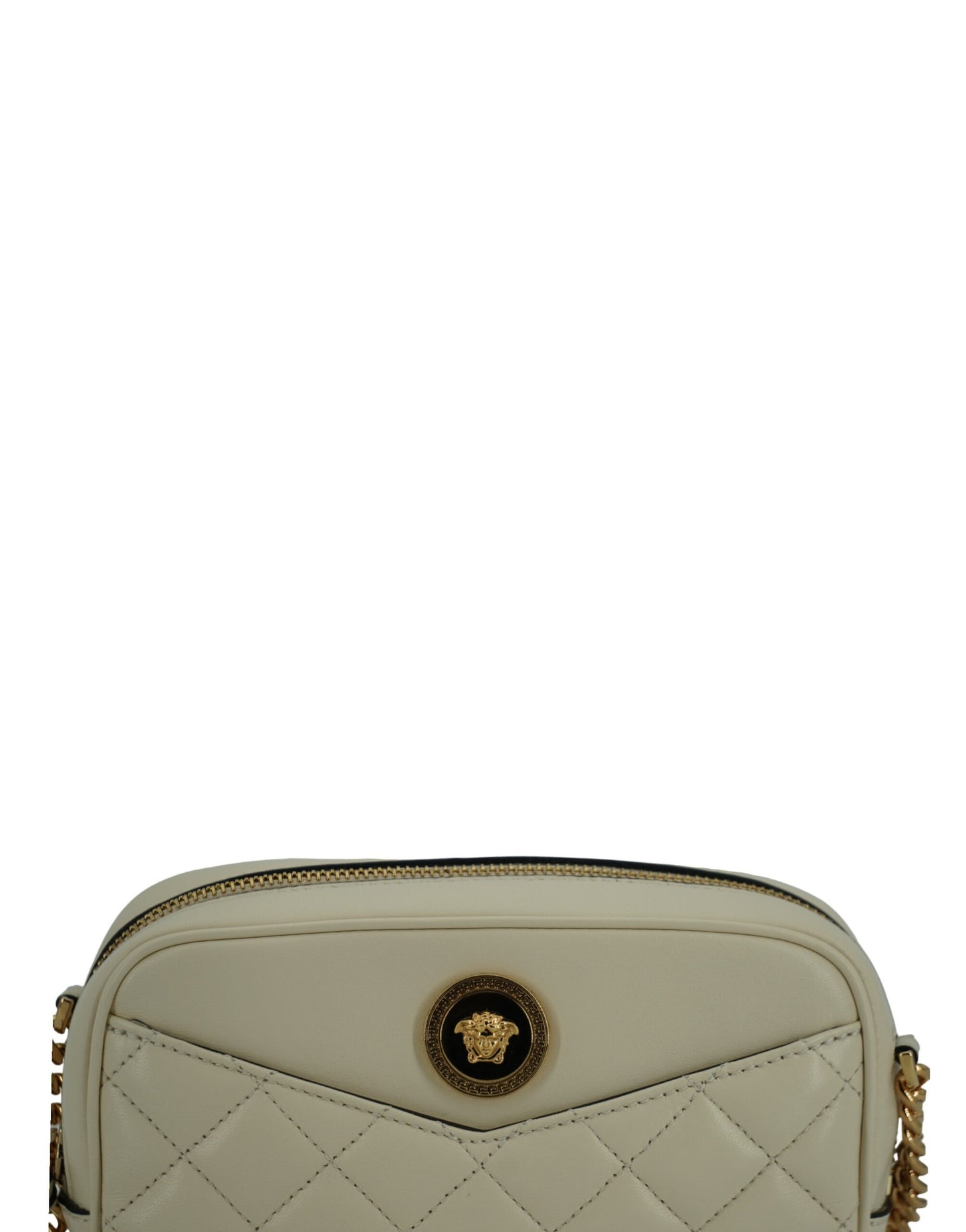 Versace Elegant White Lamb Leather Camera Bag - Walk-In Closet