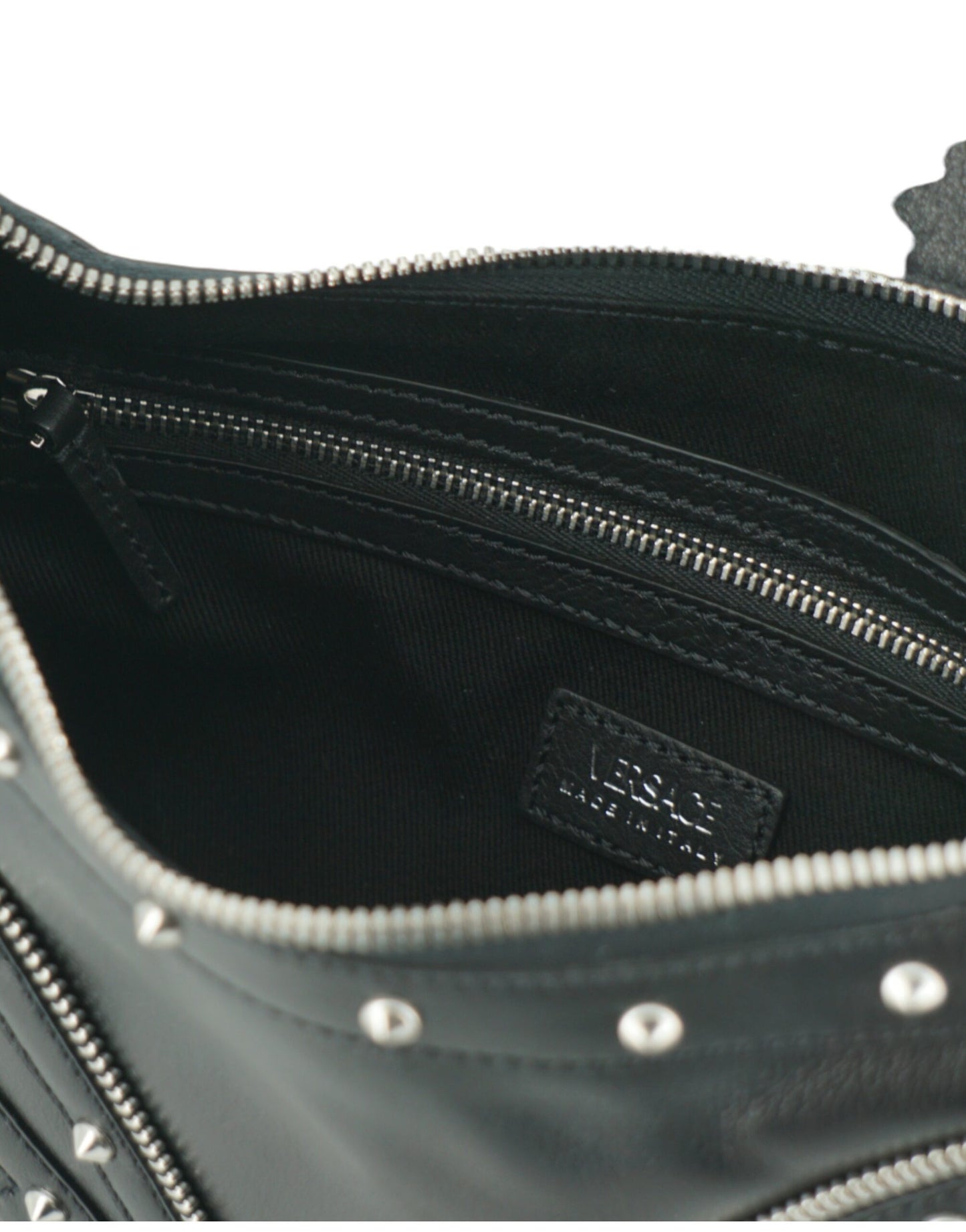 Versace Elegant Black Leather Hobo Shoulder Bag - Walk-In Closet