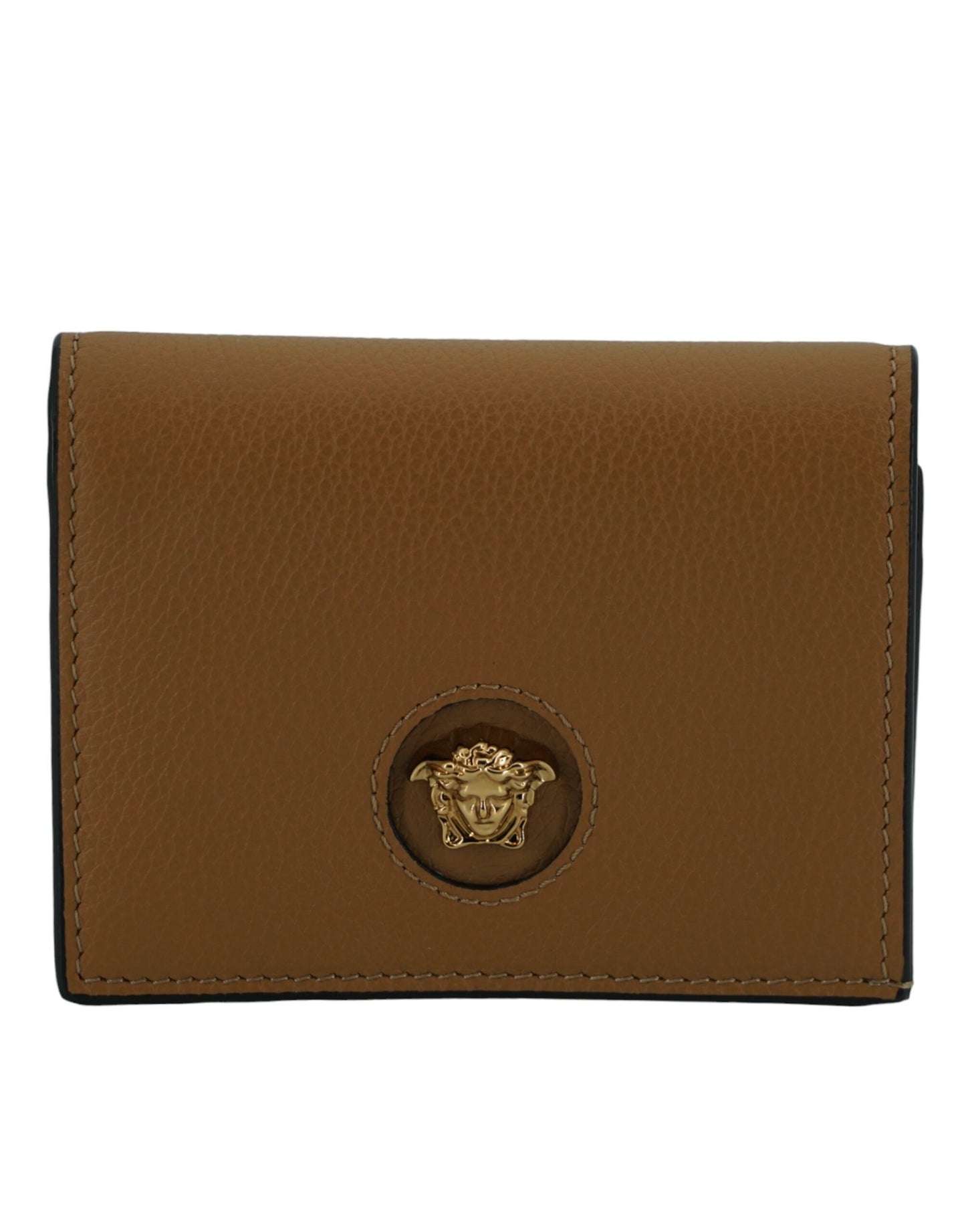 Versace Elegant Compact Leather Wallet in Brown - Walk-In Closet