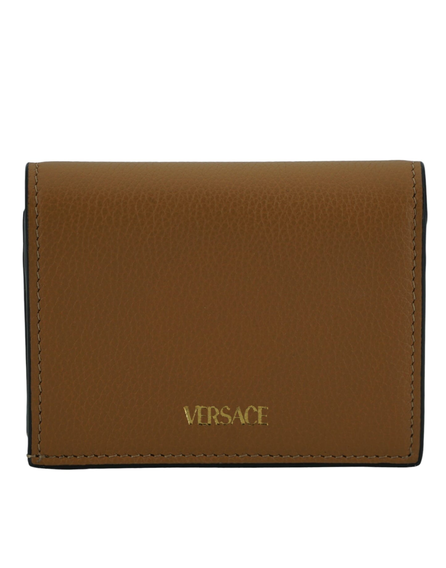 Versace Elegant Compact Leather Wallet in Brown - Walk-In Closet