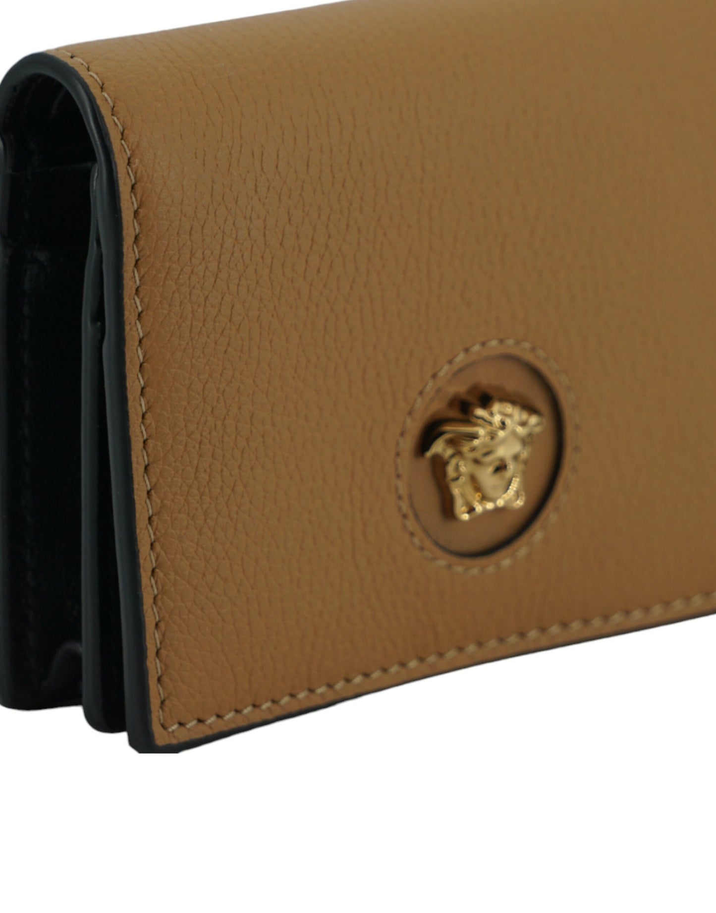 Versace Elegant Compact Leather Wallet in Brown - Walk-In Closet