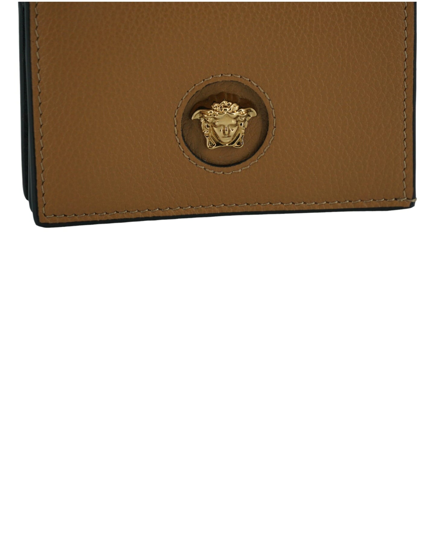 Versace Elegant Compact Leather Wallet in Brown - Walk-In Closet