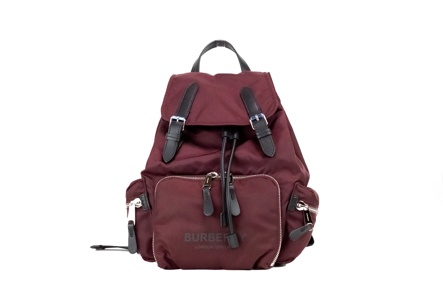 Burberry Medium Burgundy Econyl Nylon Rucksack Drawstring Backpack Bookbag - Walk-In Closet