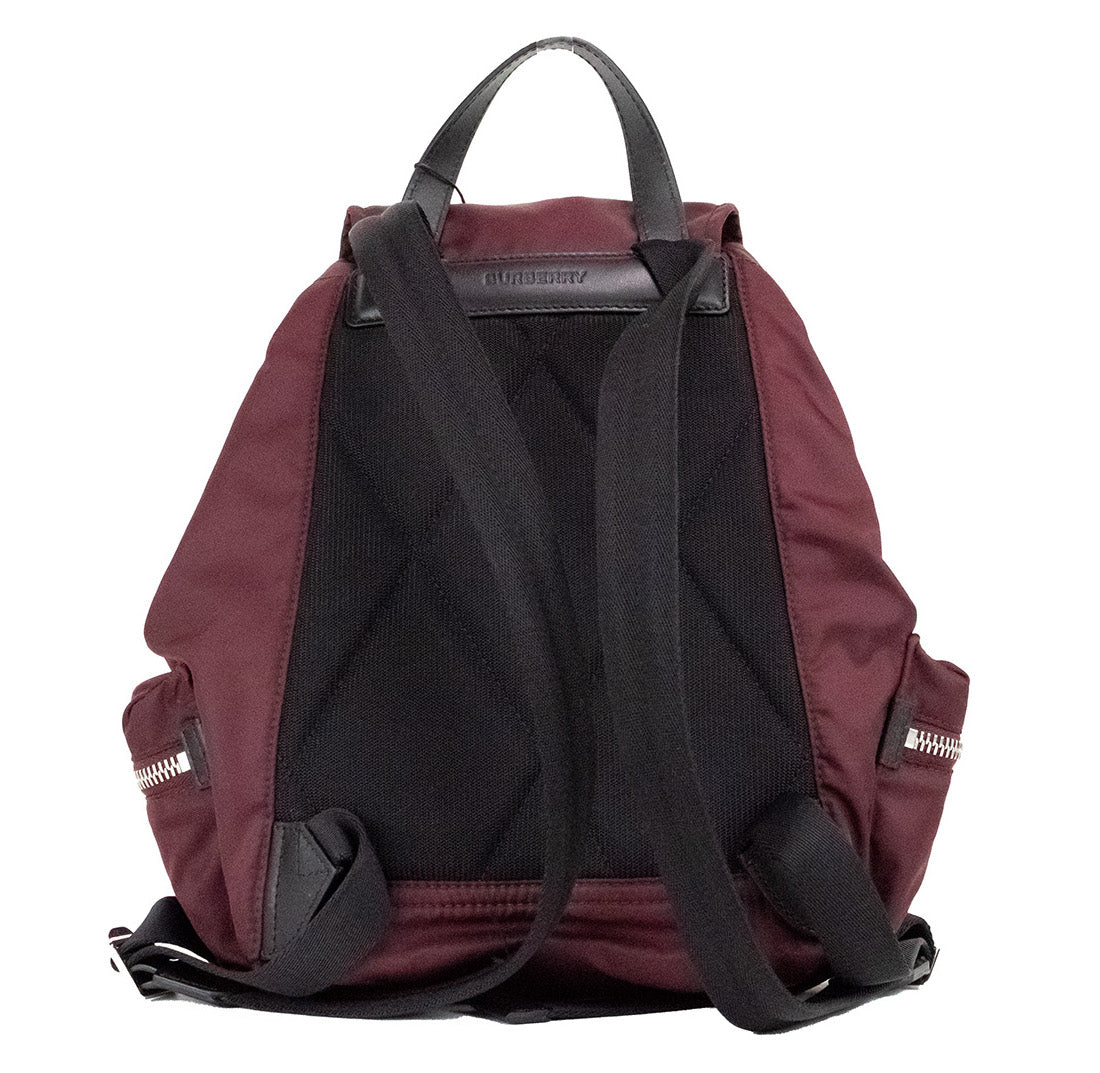 Burberry Medium Burgundy Econyl Nylon Rucksack Drawstring Backpack Bookbag - Walk-In Closet