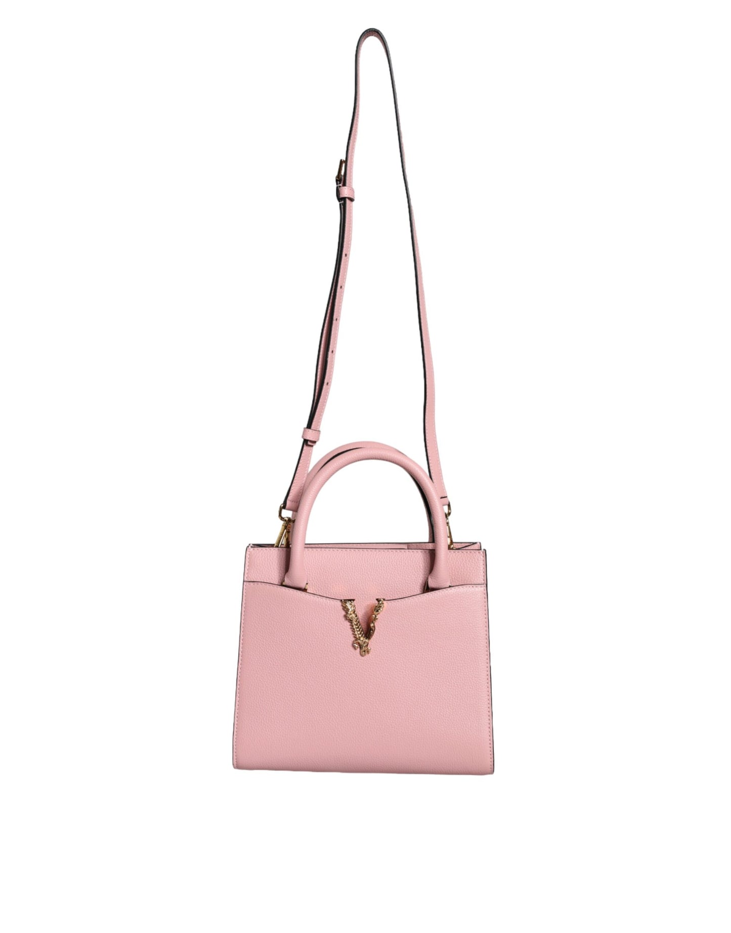 Versace Pink Small Top Handle Grainy Calf Leather Crossbody Bag - Walk-In Closet