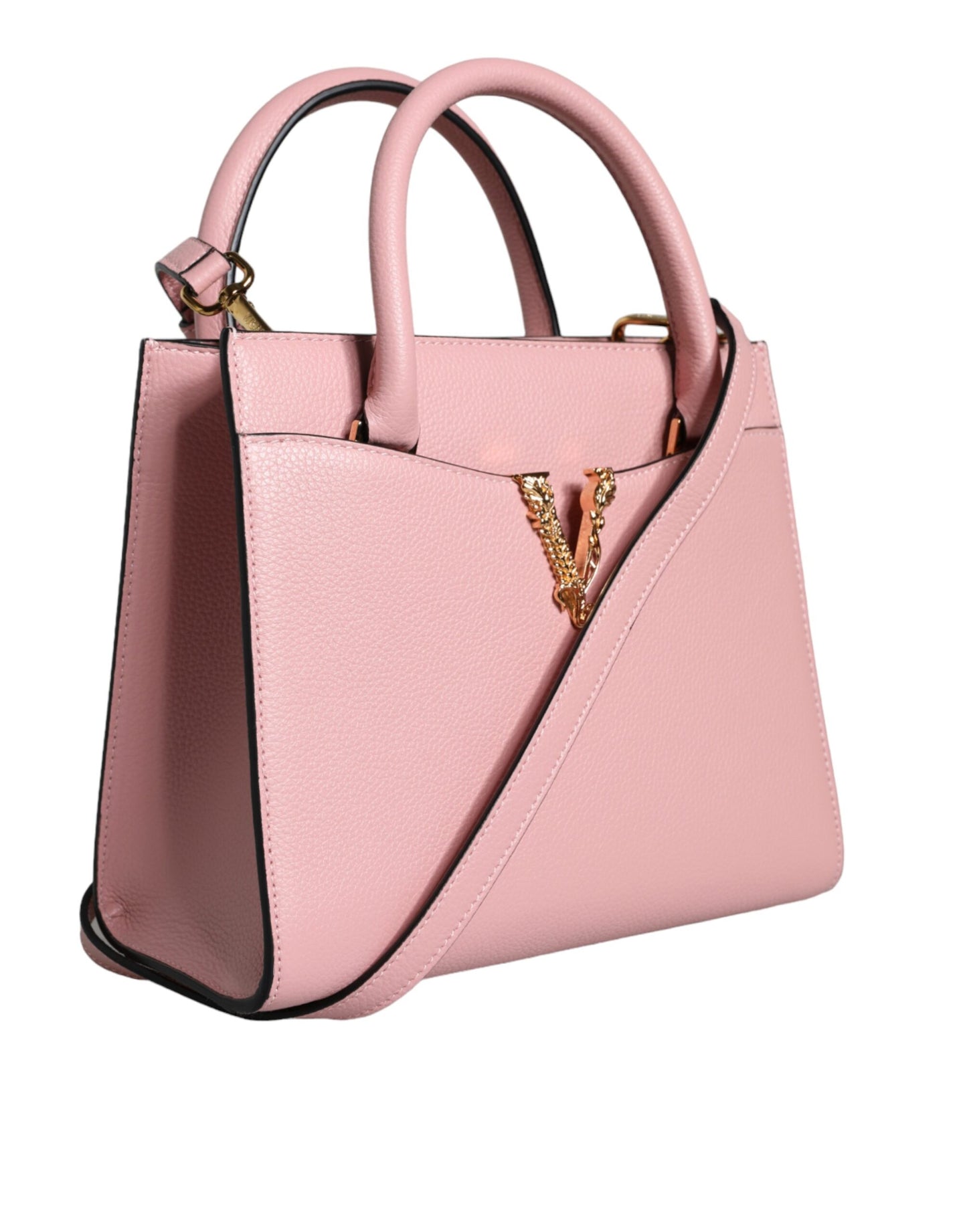Versace Pink Small Top Handle Grainy Calf Leather Crossbody Bag - Walk-In Closet