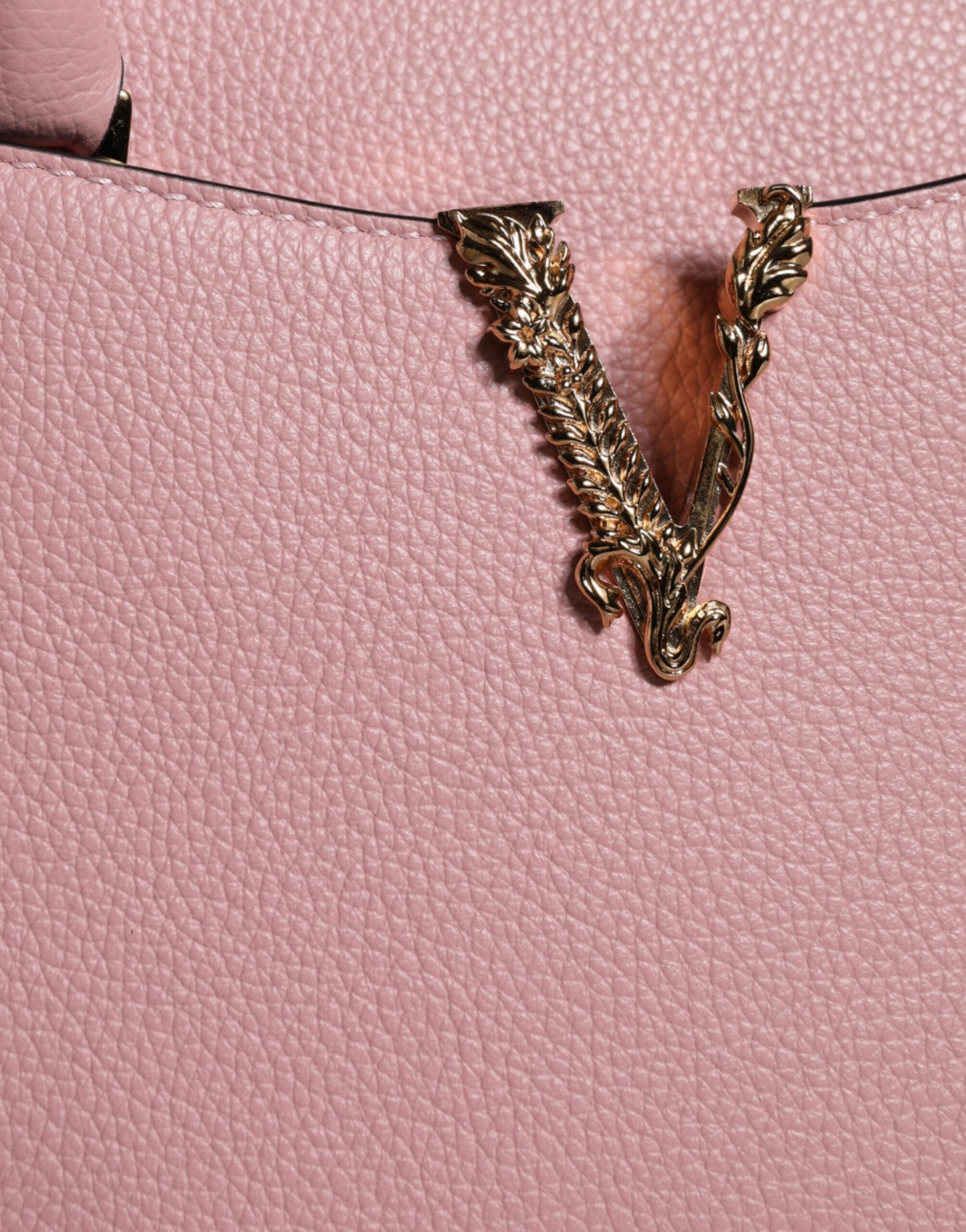 Versace Pink Small Top Handle Grainy Calf Leather Crossbody Bag - Walk-In Closet