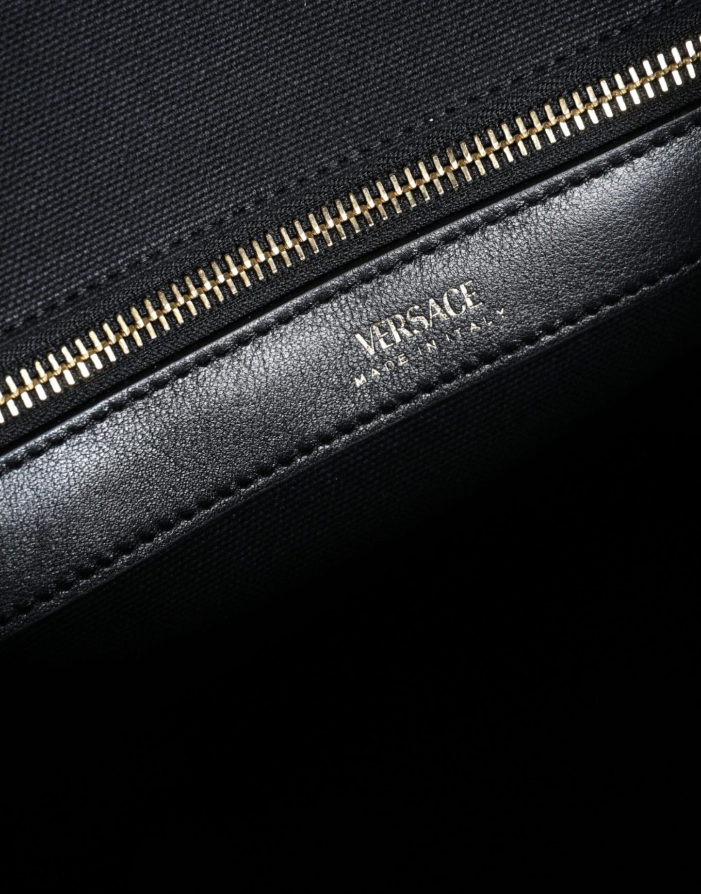 Versace Black Top Handle Canvas Leather Logo Crossbody Tote Bag - Walk-In Closet