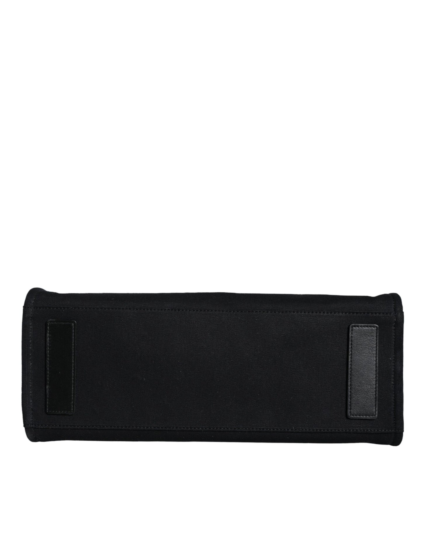 Versace Black Top Handle Canvas Leather Logo Crossbody Tote Bag - Walk-In Closet