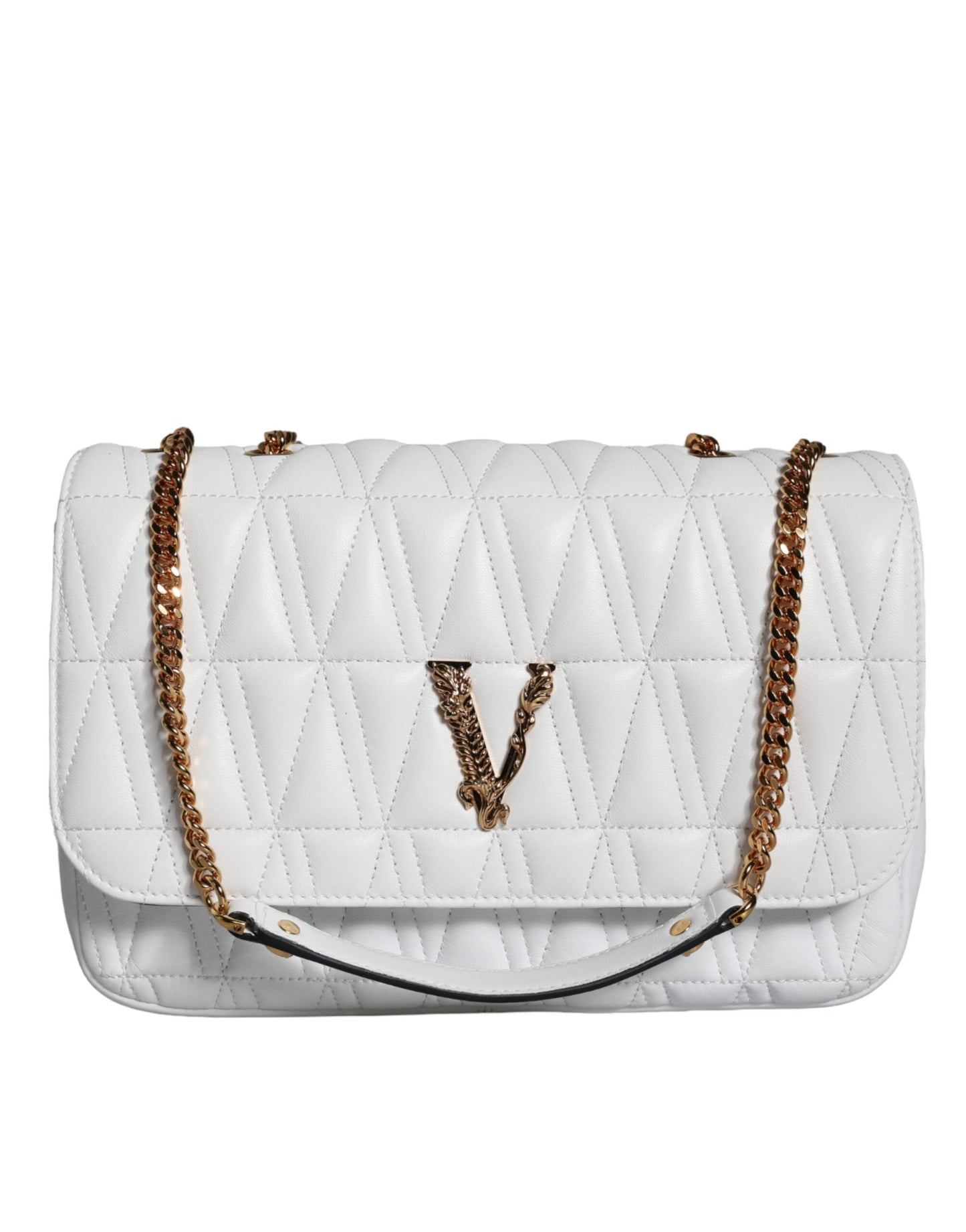 Versace White Mini Nappa Leather Crossbody Shoulder Bag - Walk-In Closet