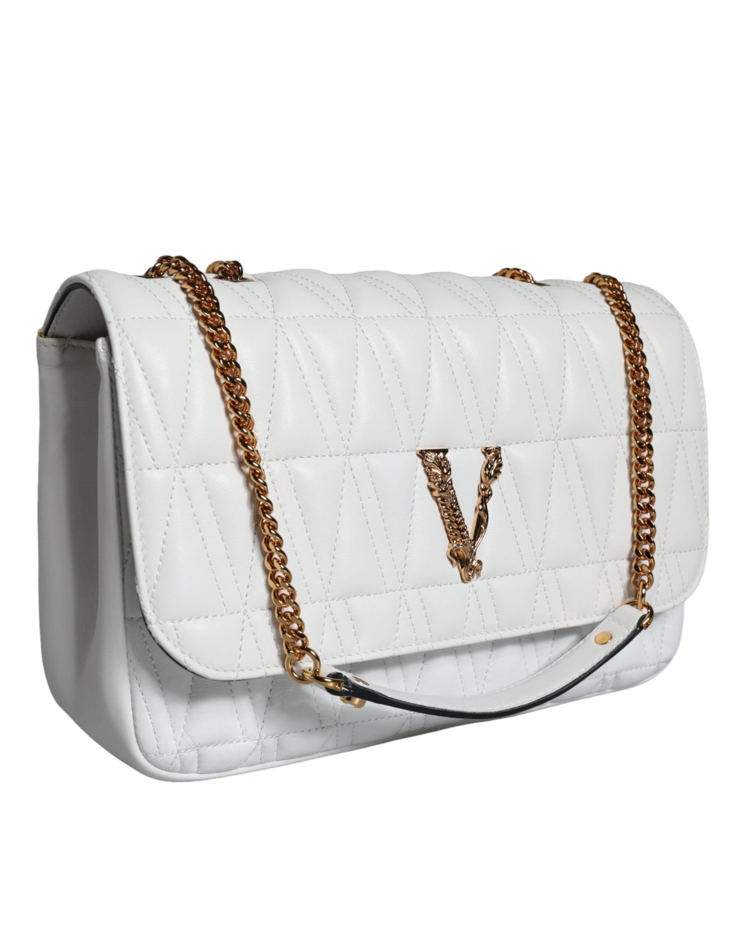 Versace White Mini Nappa Leather Crossbody Shoulder Bag - Walk-In Closet