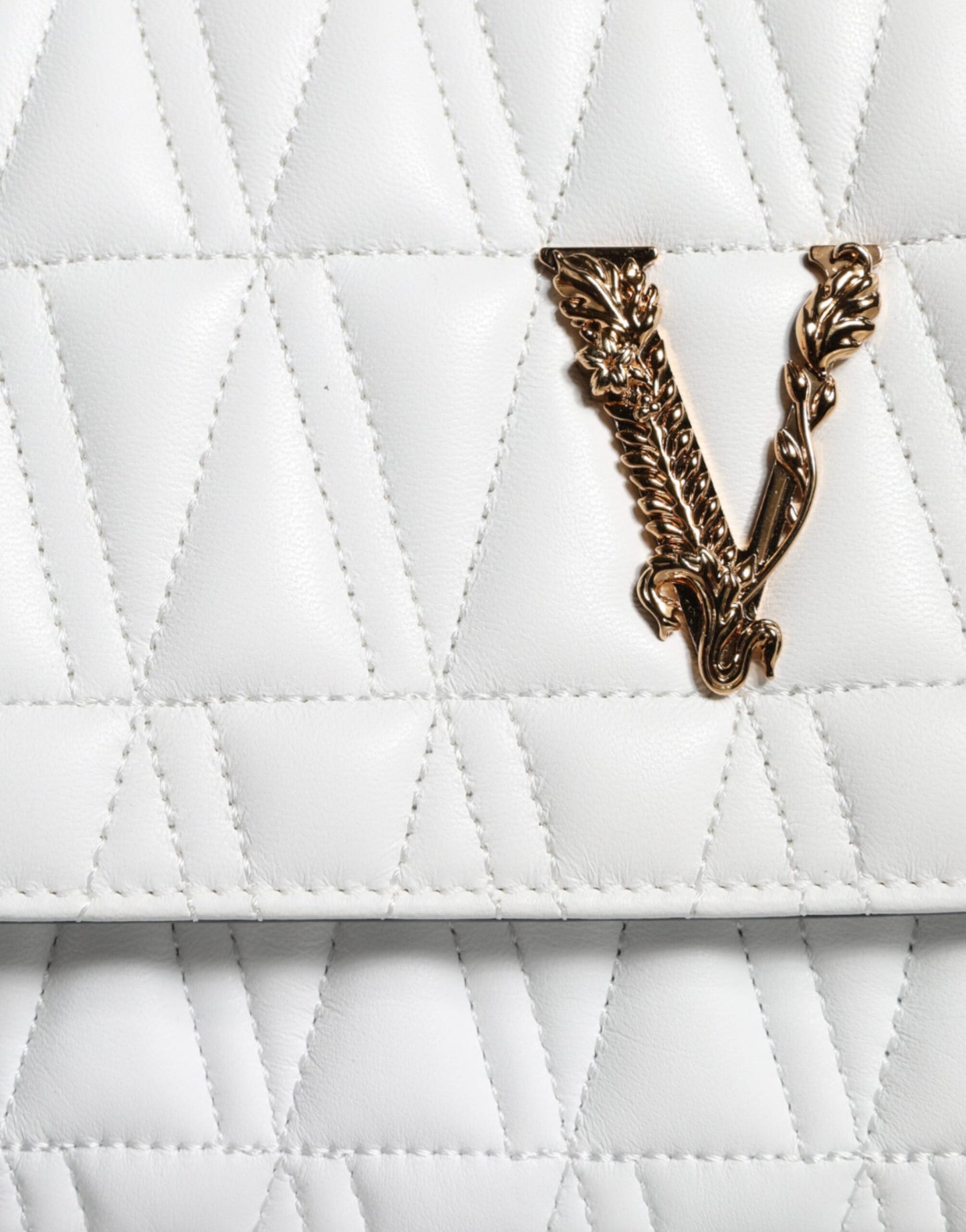 Versace White Mini Nappa Leather Crossbody Shoulder Bag - Walk-In Closet