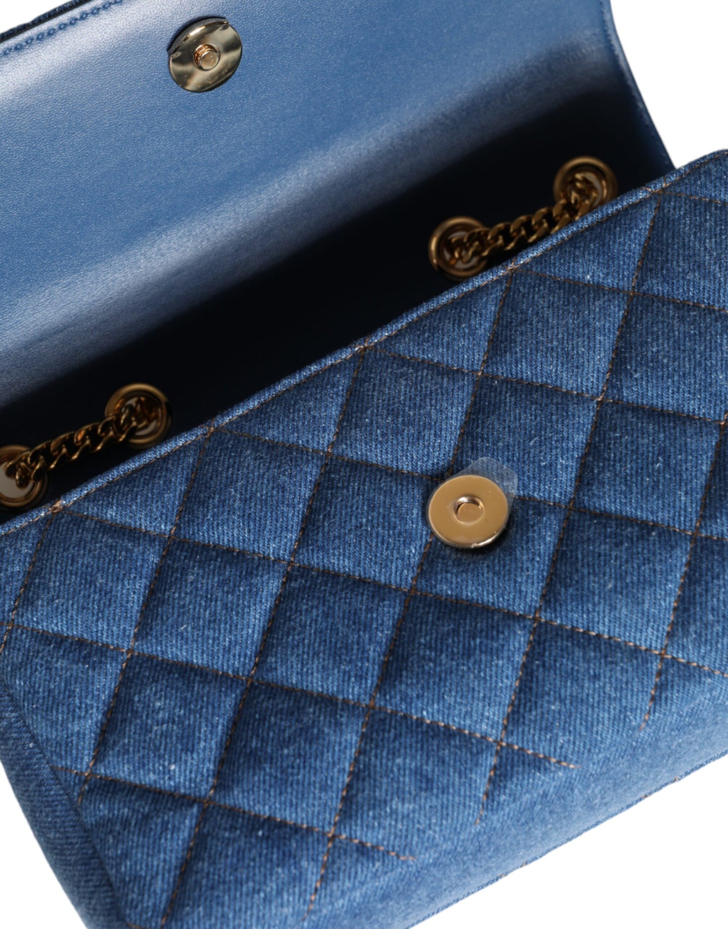 Versace Blue Quilted Denim Leather Crossbody Shoulder Bag - Walk-In Closet
