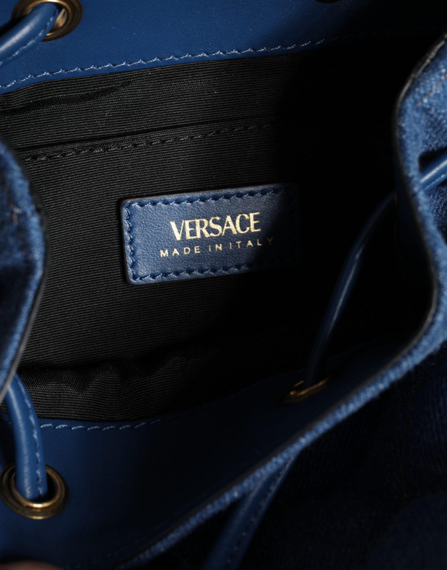 Versace Blue Quilted Denim Leather Crossbody Shoulder Bag - Walk-In Closet