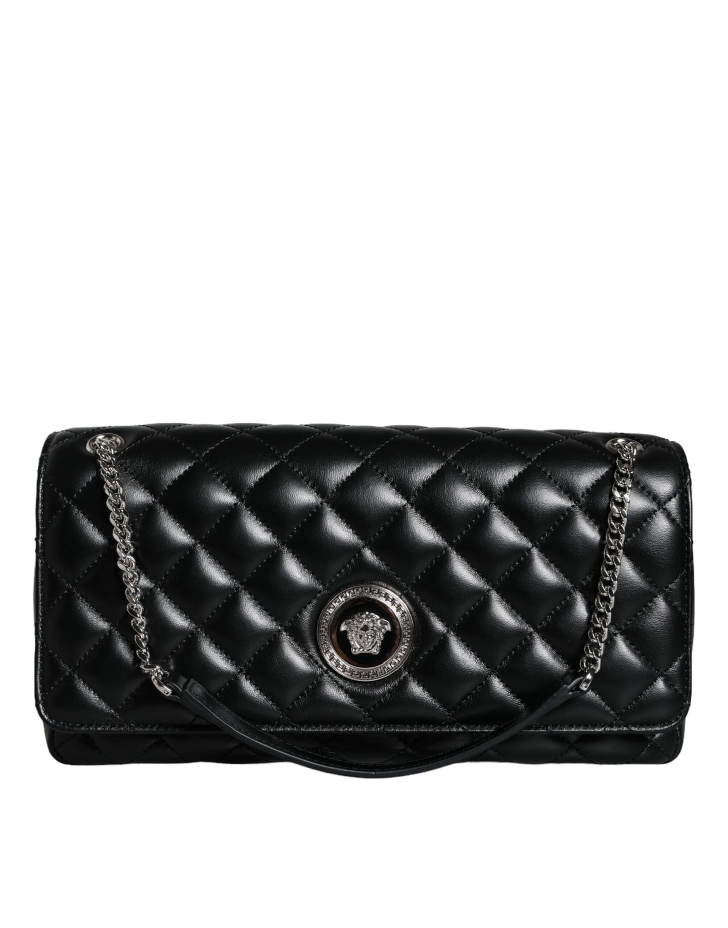 Versace Black Quilted Lambskin Leather Crossbody Shoulder Bag - Walk-In Closet