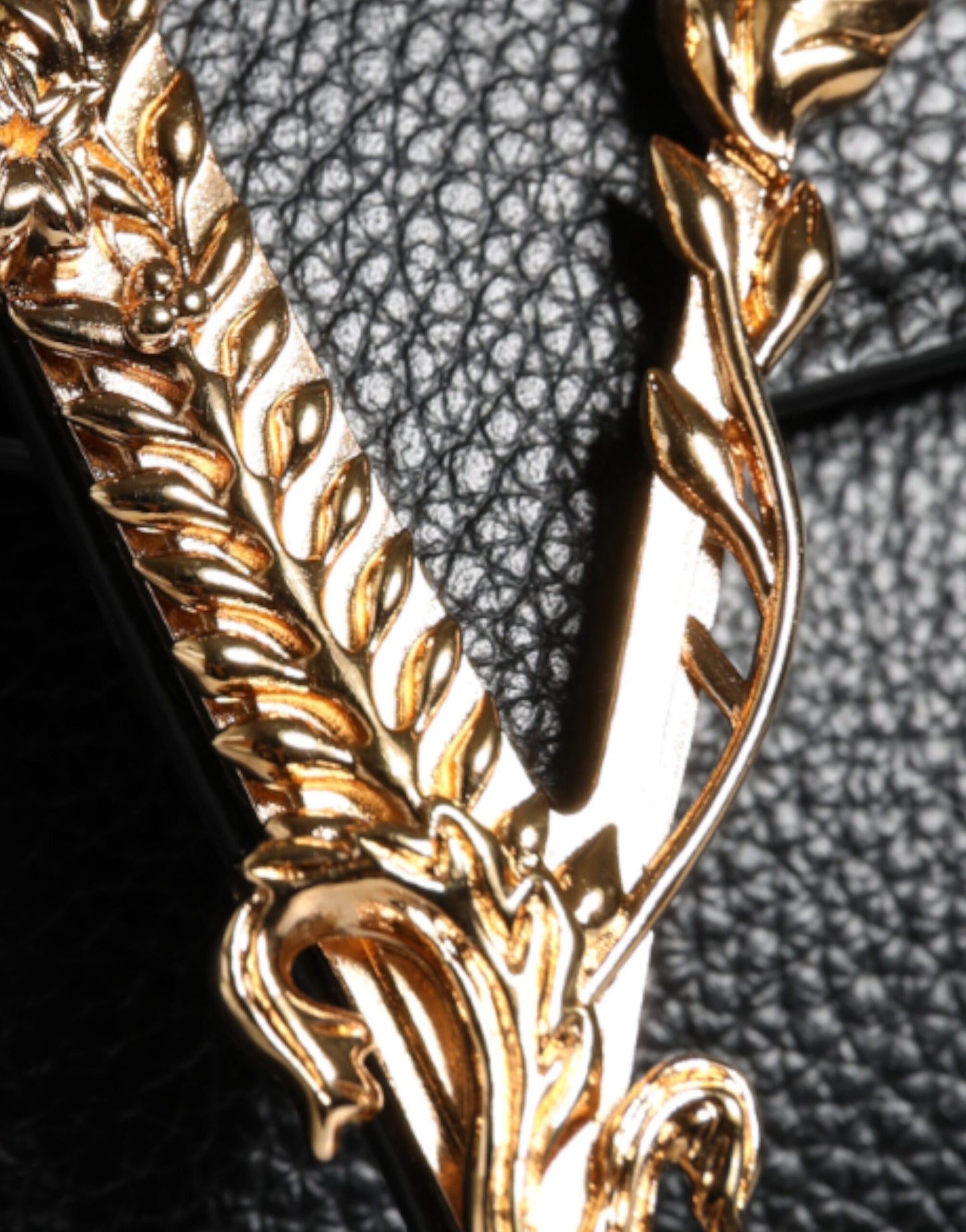 Versace Black Top Handle Grainy Calfskin Leather Crossbody Bag - Walk-In Closet