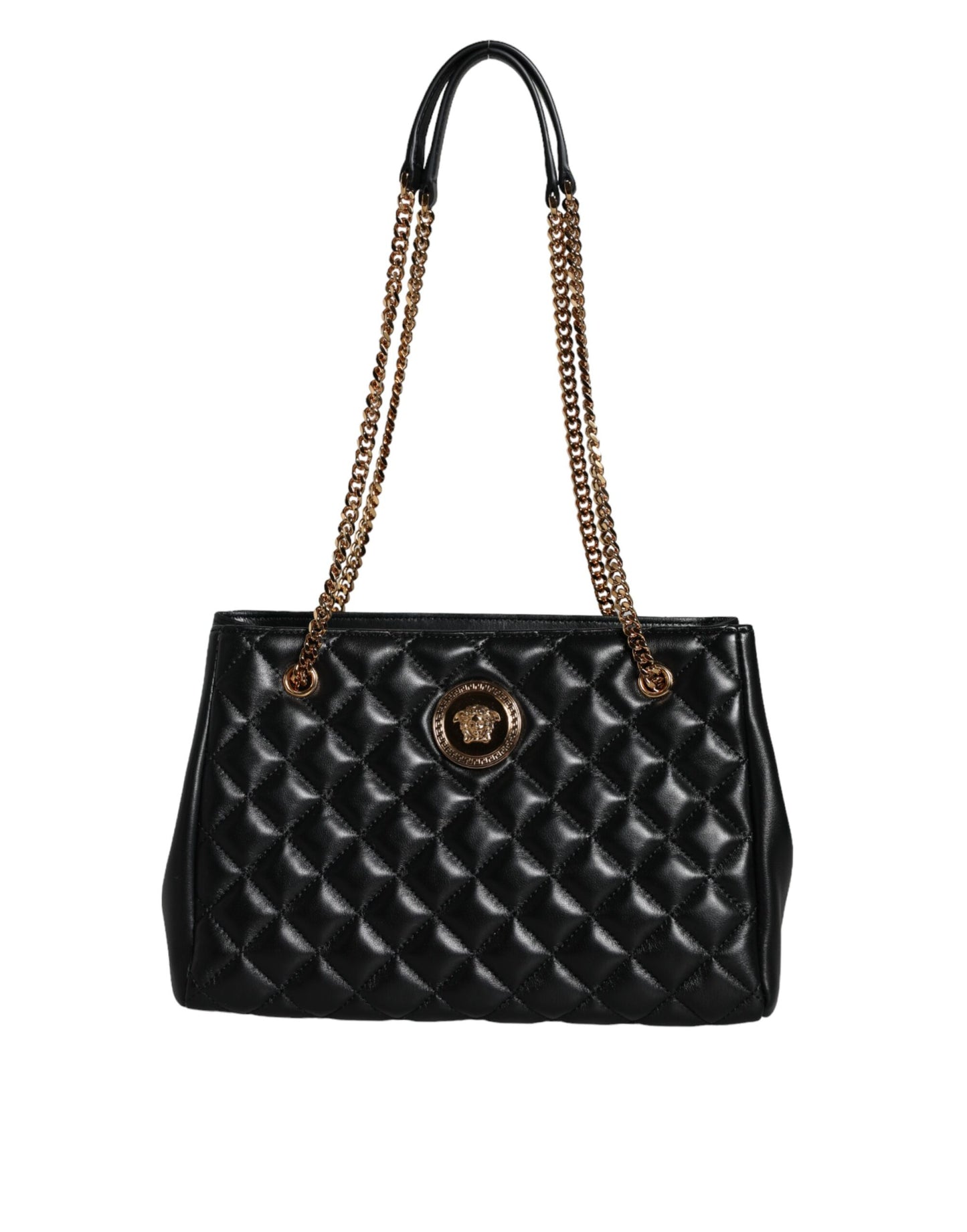 Versace Black Quilted Nappa Leather Shoulder Chain Strap Bag - Walk-In Closet
