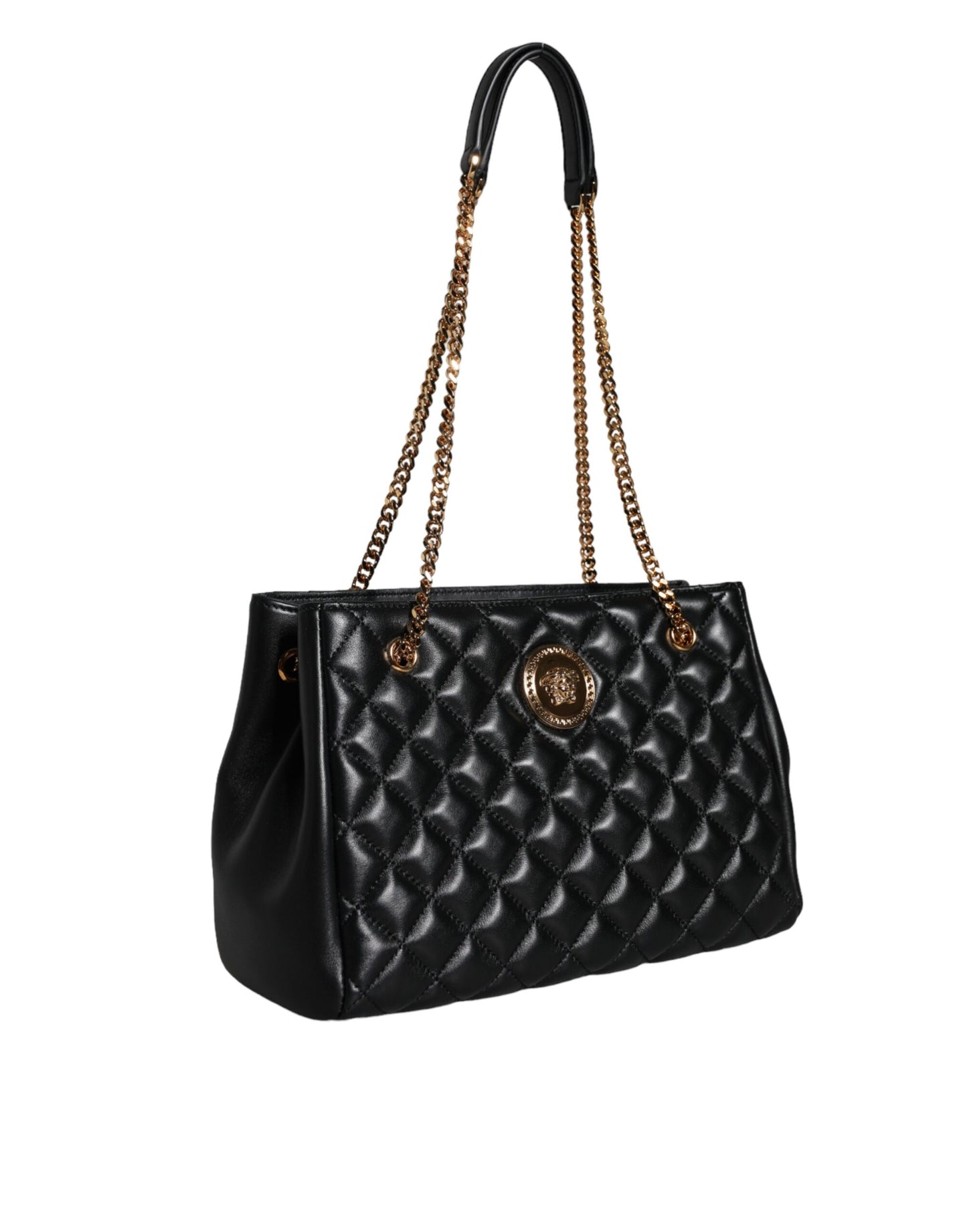 Versace Black Quilted Nappa Leather Shoulder Chain Strap Bag - Walk-In Closet