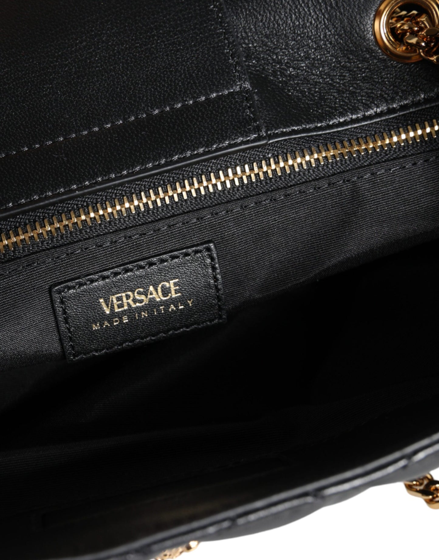 Versace Black Quilted Nappa Leather Shoulder Chain Strap Bag - Walk-In Closet