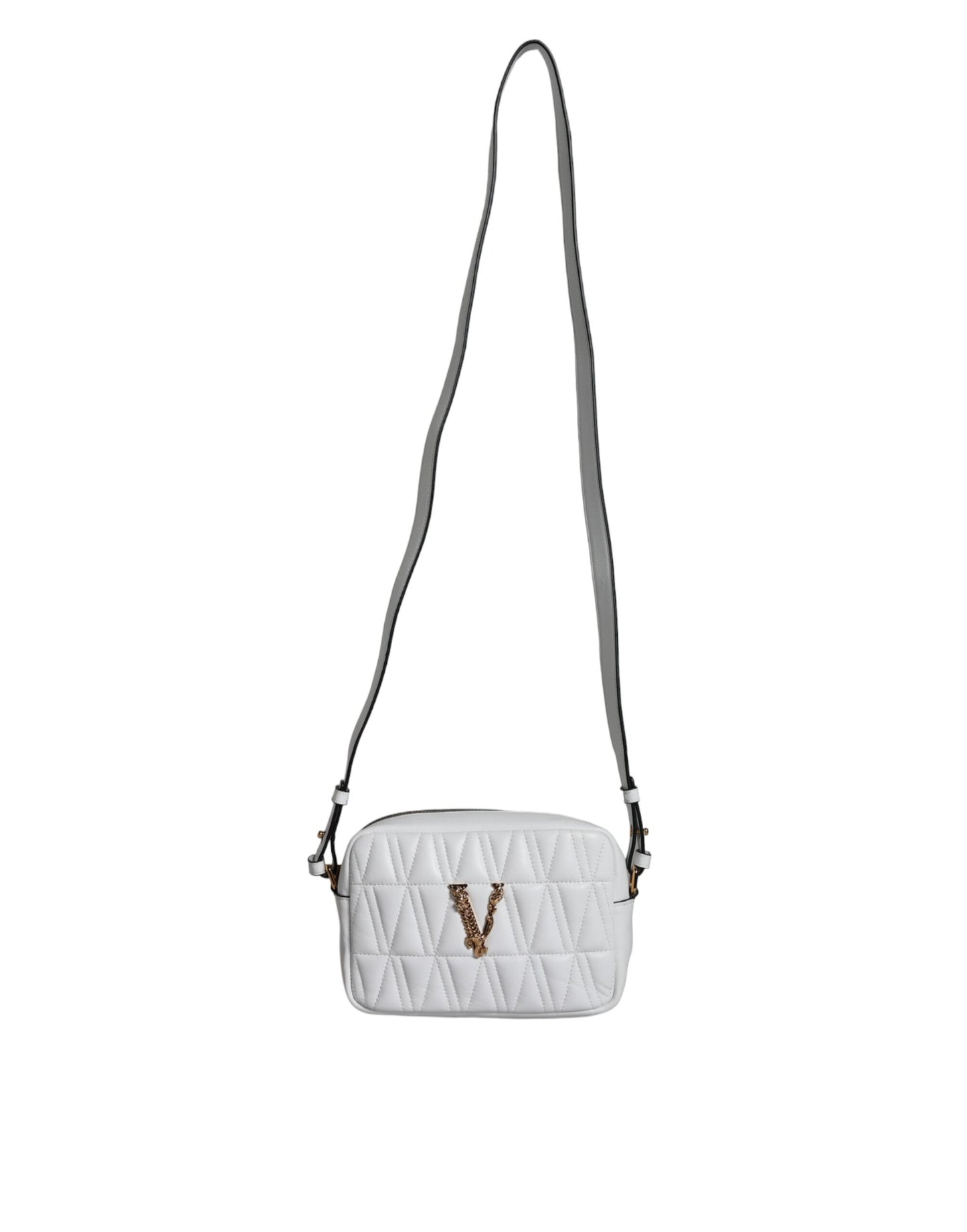 Versace White Quilted Nappa Leather Crossbody Shoulder Bag - Walk-In Closet