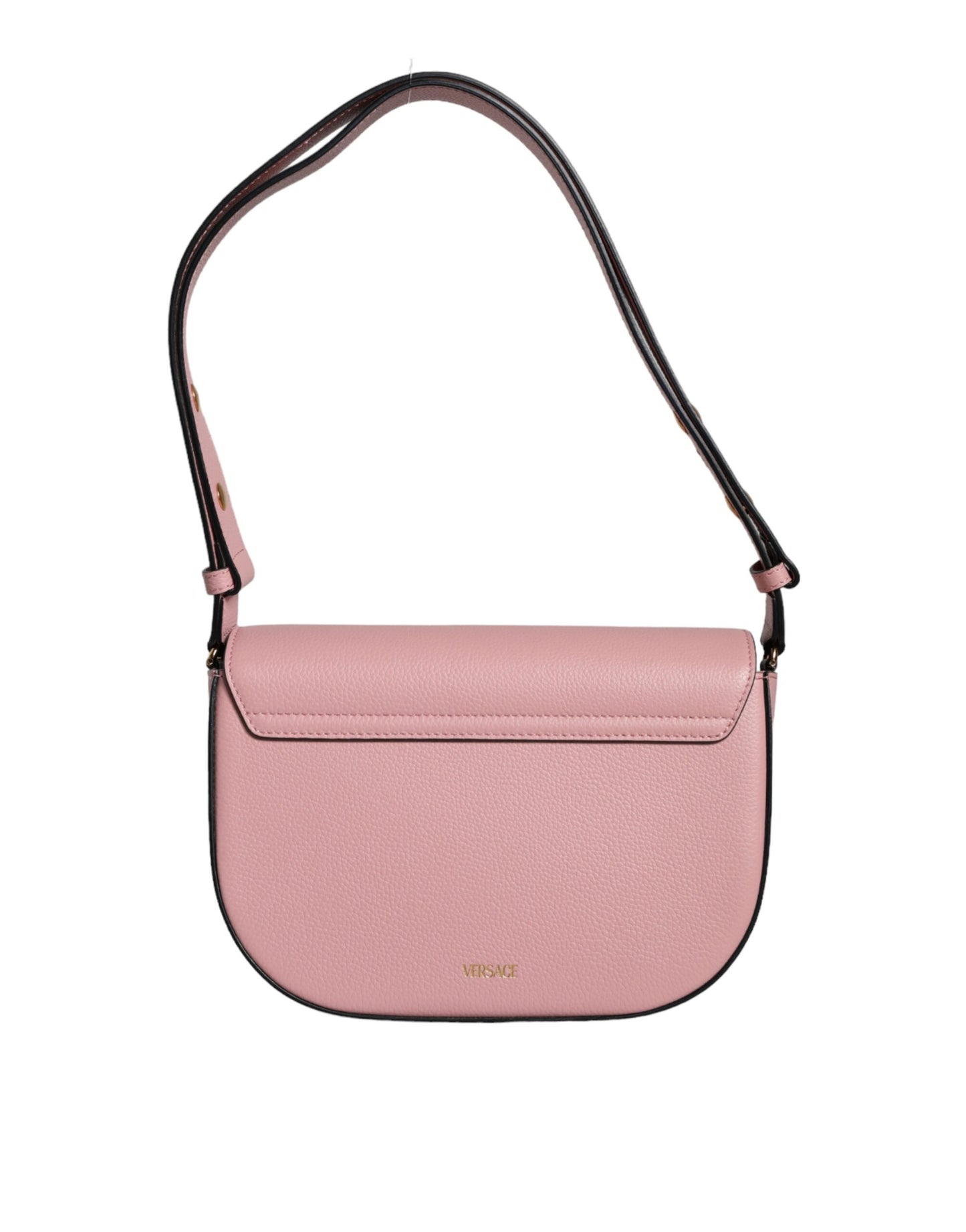 Versace Pink Grainy Calf Leather Logo Crossbody Shoulder Bag - Walk-In Closet