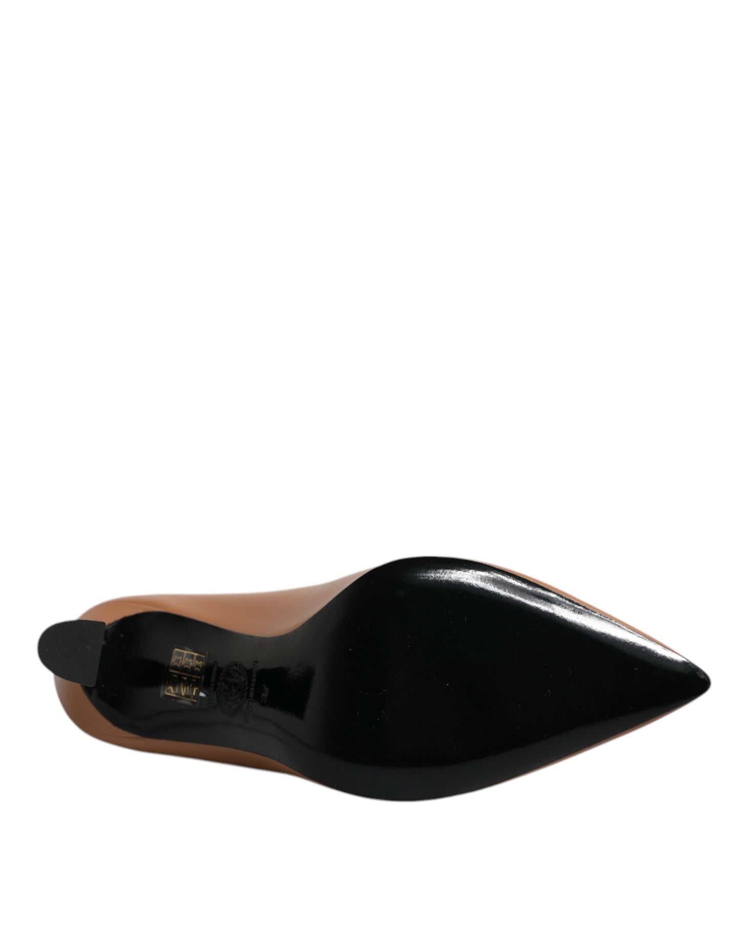 Versace Brown Leather Logo Plaque High Heels Pumps Shoes - Walk-In Closet