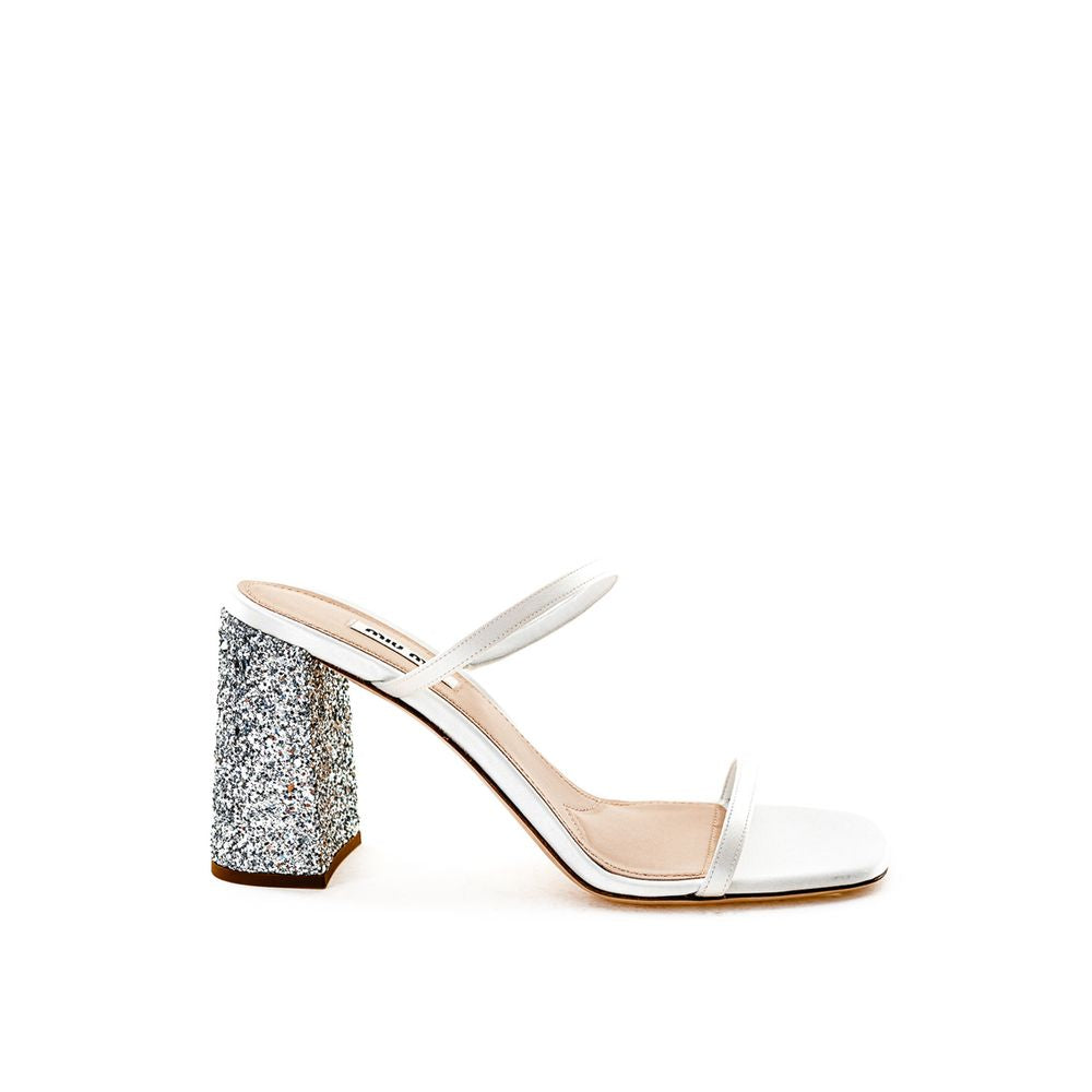 Miu Miu White Silk Sandal - Walk-In Closet