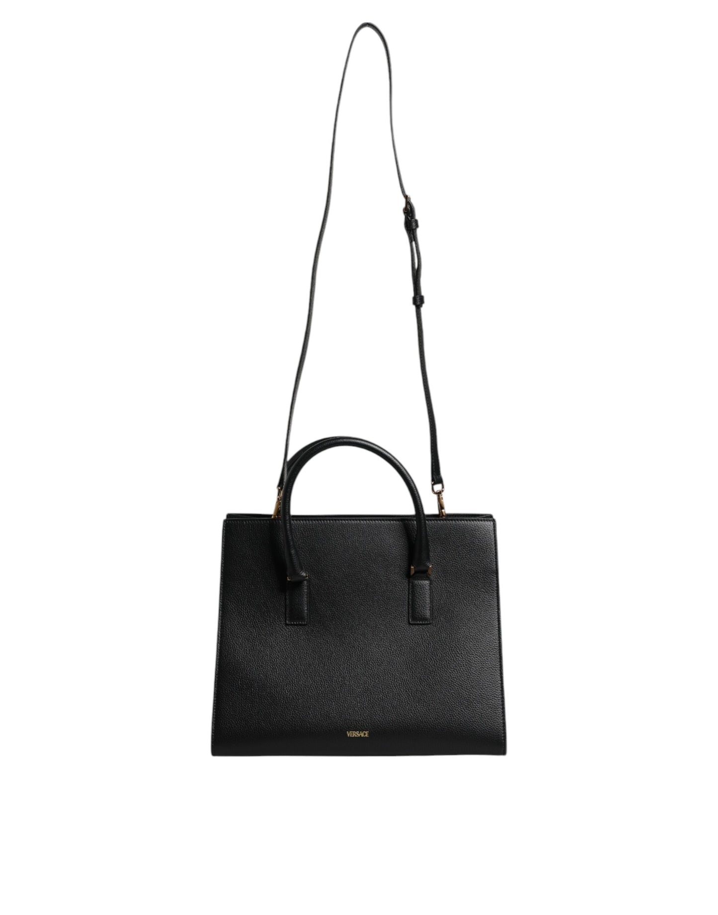 Versace Black Large Leather Top Handle Shoulder Crossbody Bag - Walk-In Closet