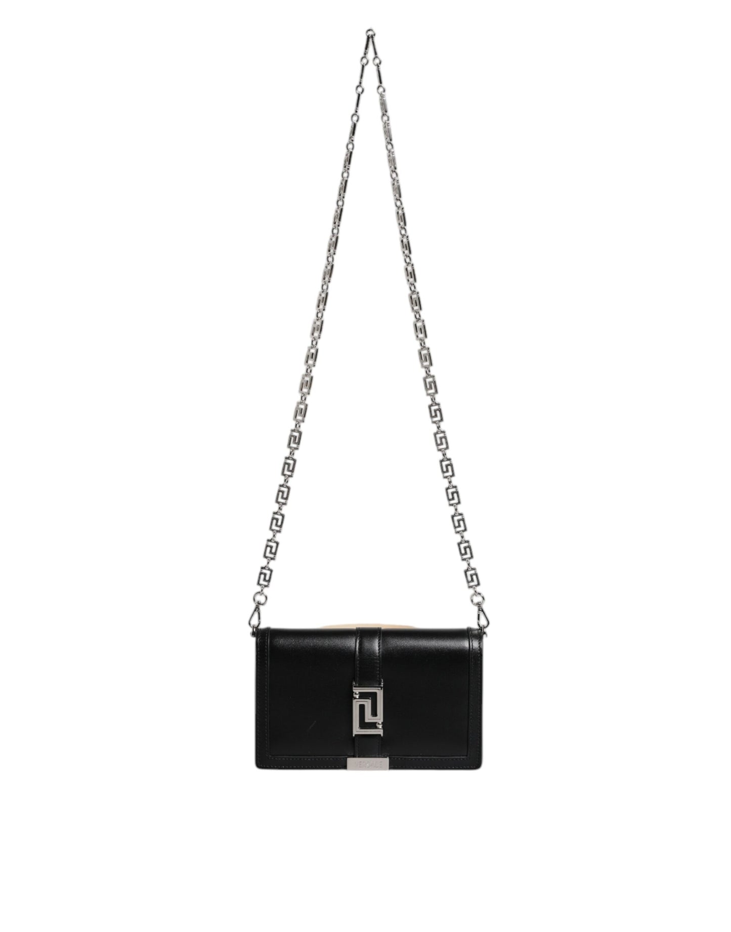 Versace Black Calfskin Leather Chain Strap Shoulder Crossbody Bag - Walk-In Closet
