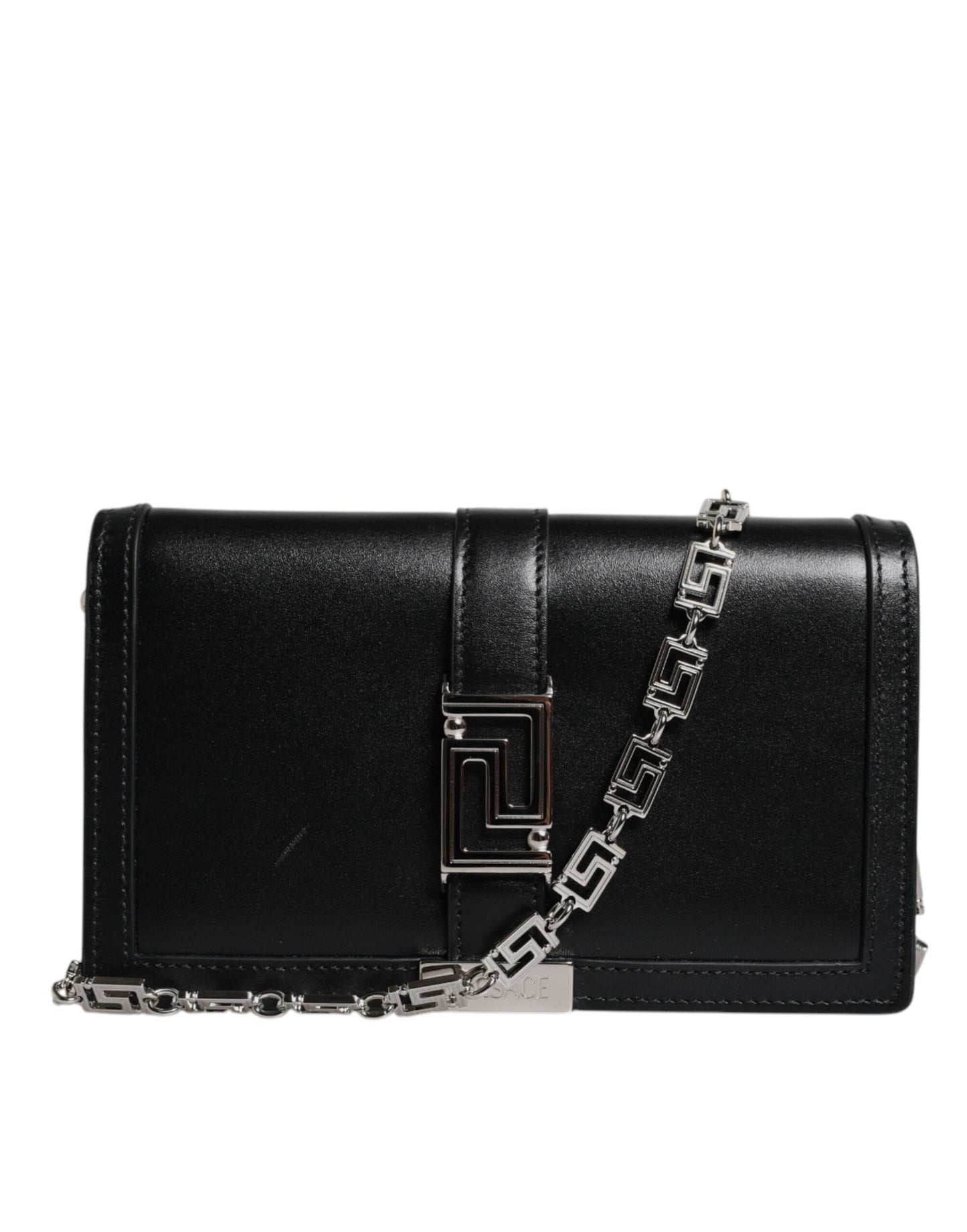Versace Black Calfskin Leather Chain Strap Shoulder Crossbody Bag - Walk-In Closet