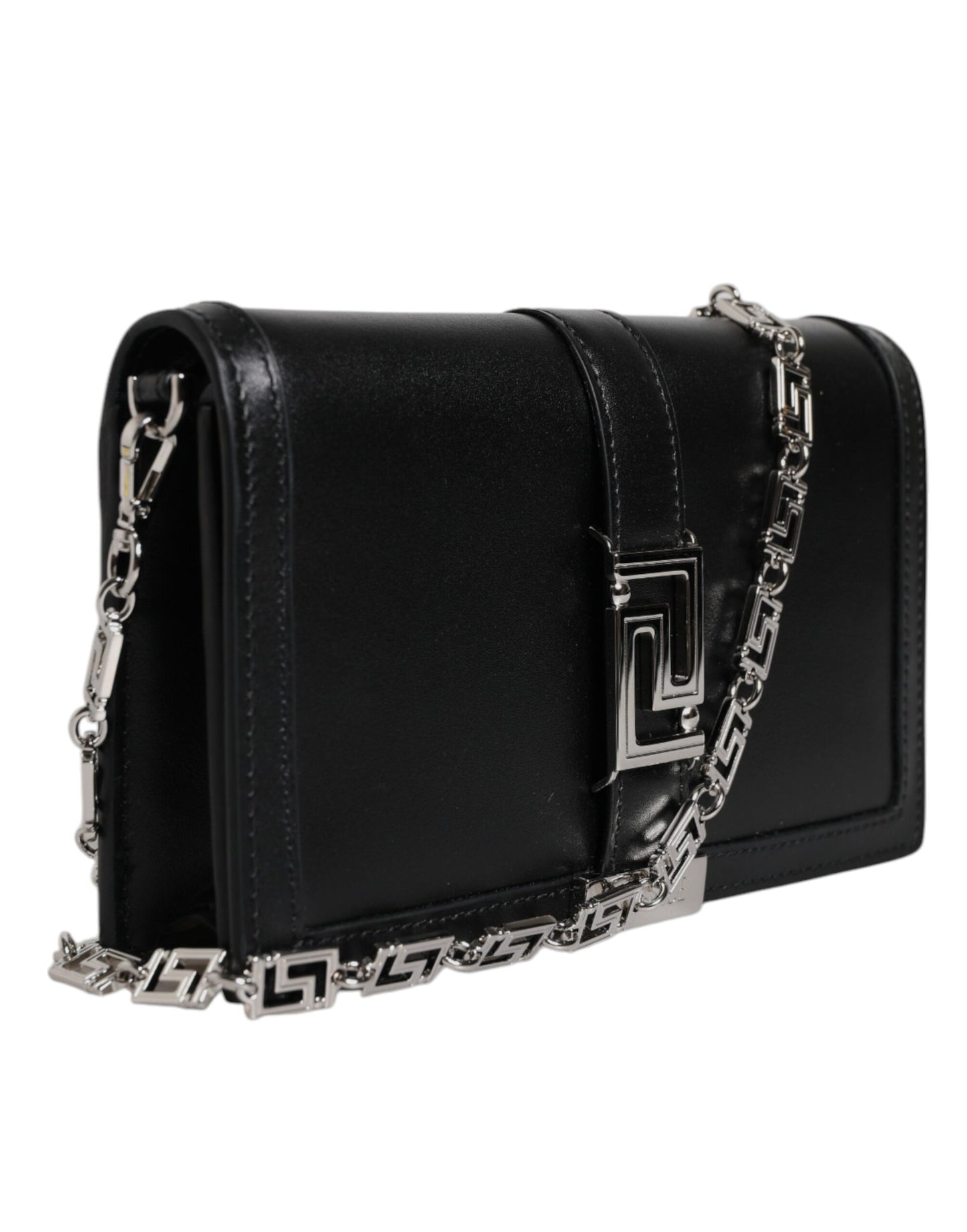 Versace Black Calfskin Leather Chain Strap Shoulder Crossbody Bag - Walk-In Closet