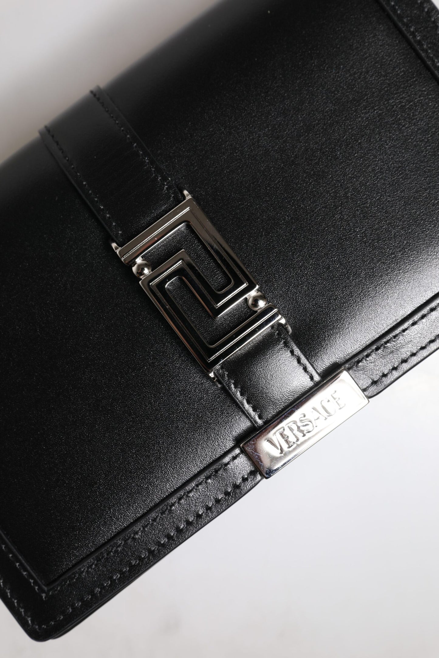 Versace Black Calfskin Leather Chain Strap Shoulder Crossbody Bag - Walk-In Closet