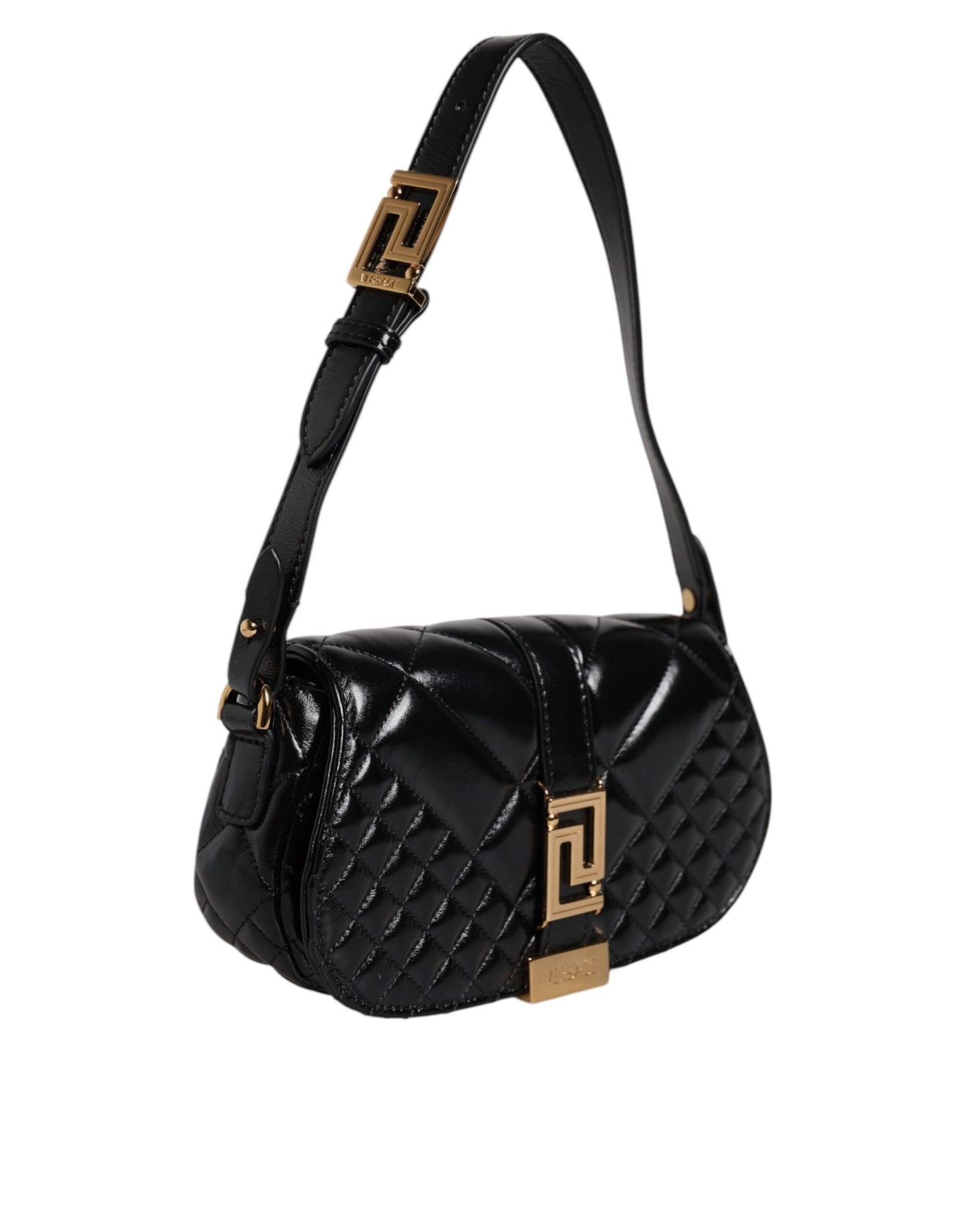 Versace Black Calf Leather Quilted Shoulder Strap Bag - Walk-In Closet