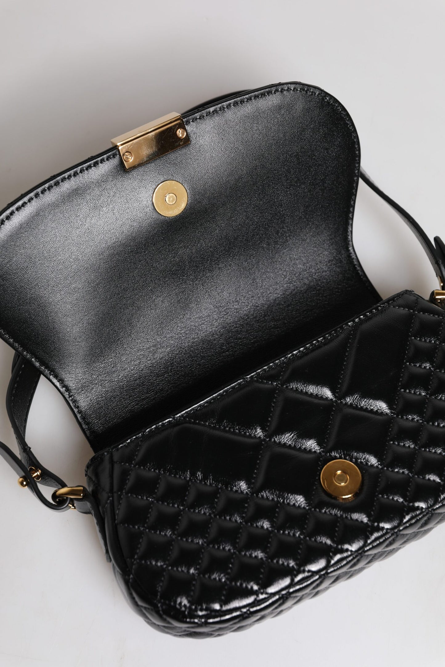Versace Black Calf Leather Quilted Shoulder Strap Bag - Walk-In Closet